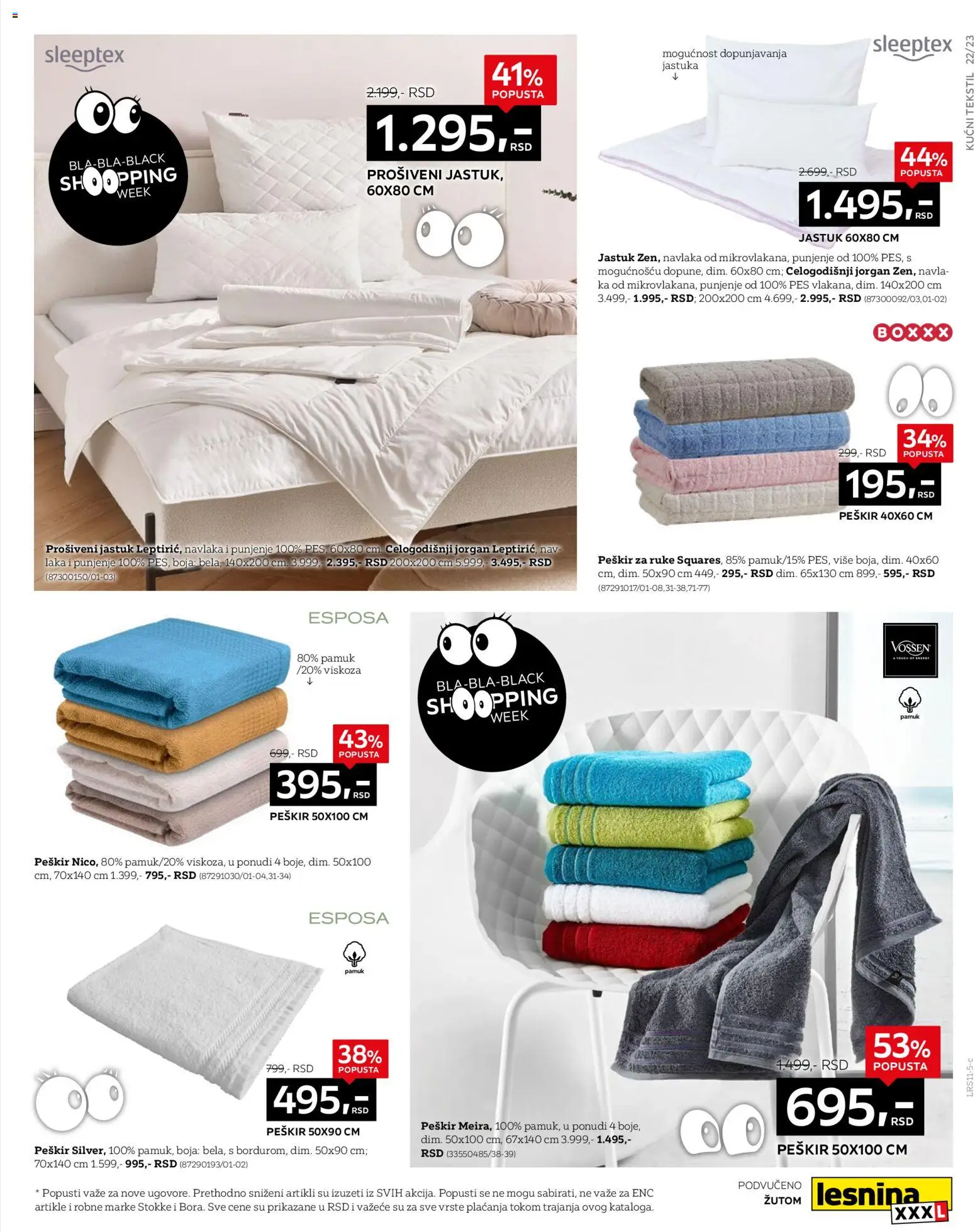 Lesnina XXXL katalog - važi od 21.11.2025 | Strana: 23 | Proizvode: Jastuk, Jorgan, Peškir