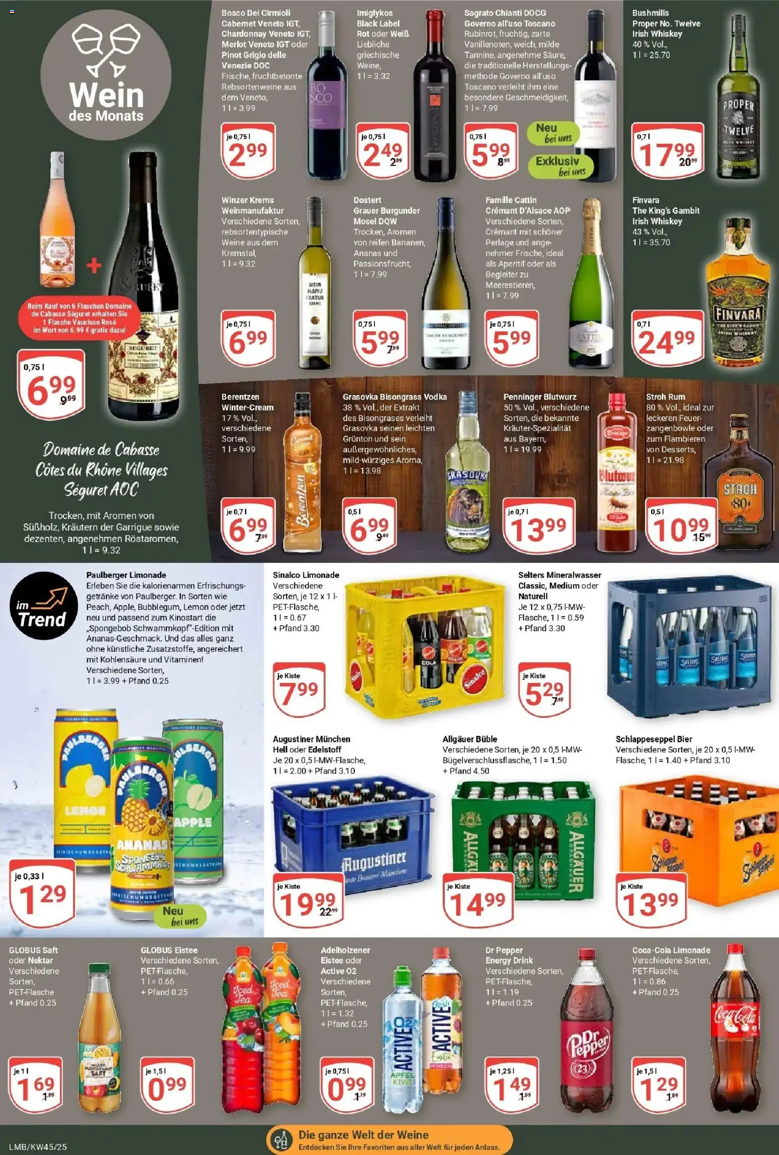 Globus prospekt Limburg	 – gültig ab 02.11.2025 | Seite: 18 | Produkte: Sinalco, Merlot, Limonade, Saft