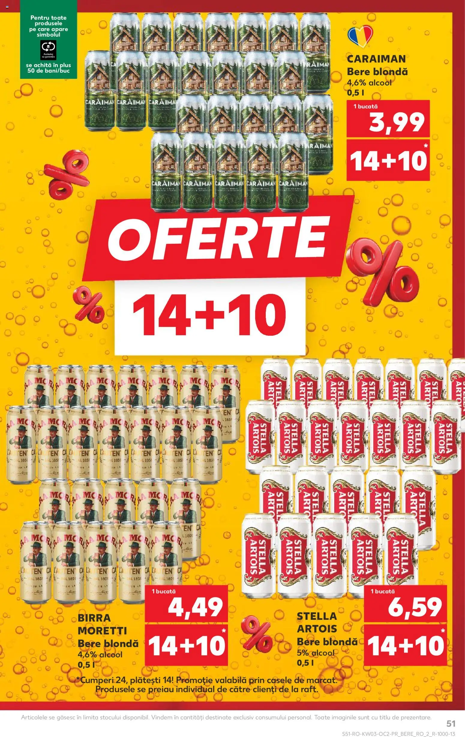 Kaufland RO akciós ujság - amely érvényes a következő dátumtól: 14.01.2026 | Oldal: 51 | Termékek: Stella artois