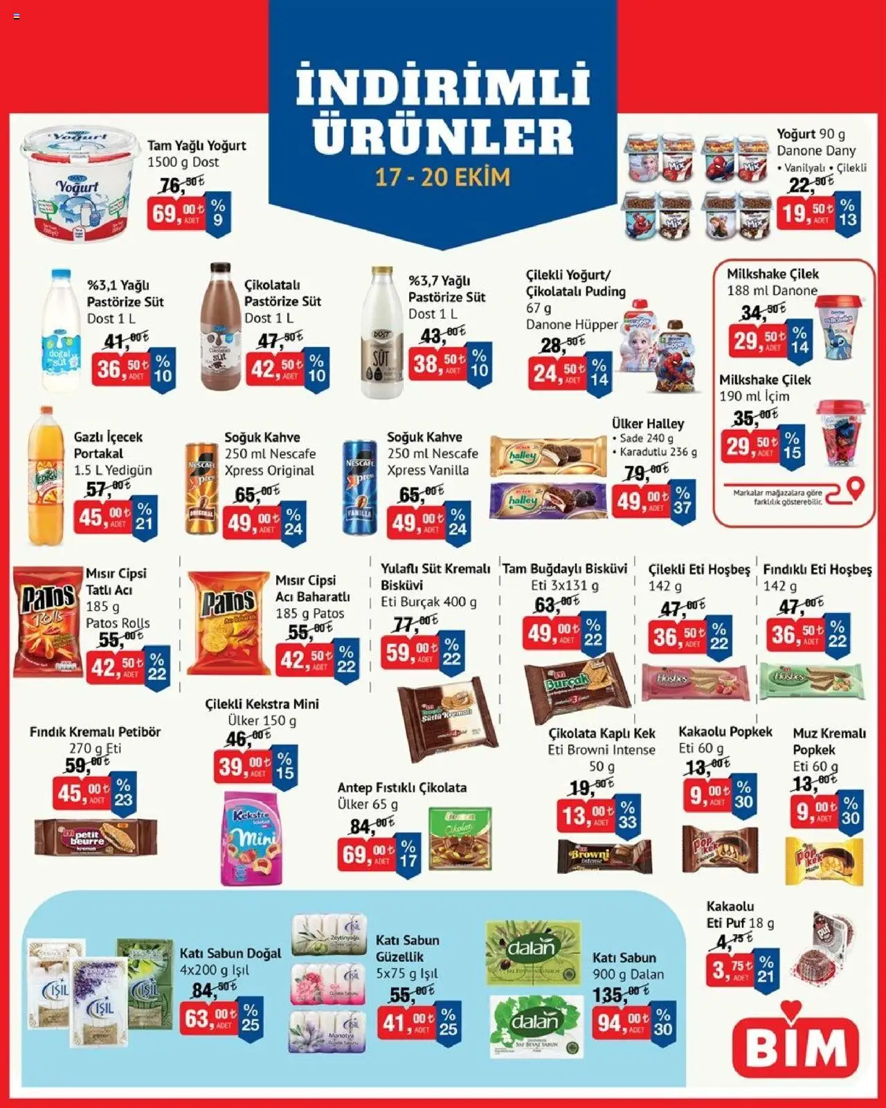 BİM İndirimli Ürünler - 17.10.2025 tarihinden itibaren geçerlidir | Sayfa: 1 | Ürünler: Kahve, Çikolata, Muz, Gazlı içecek