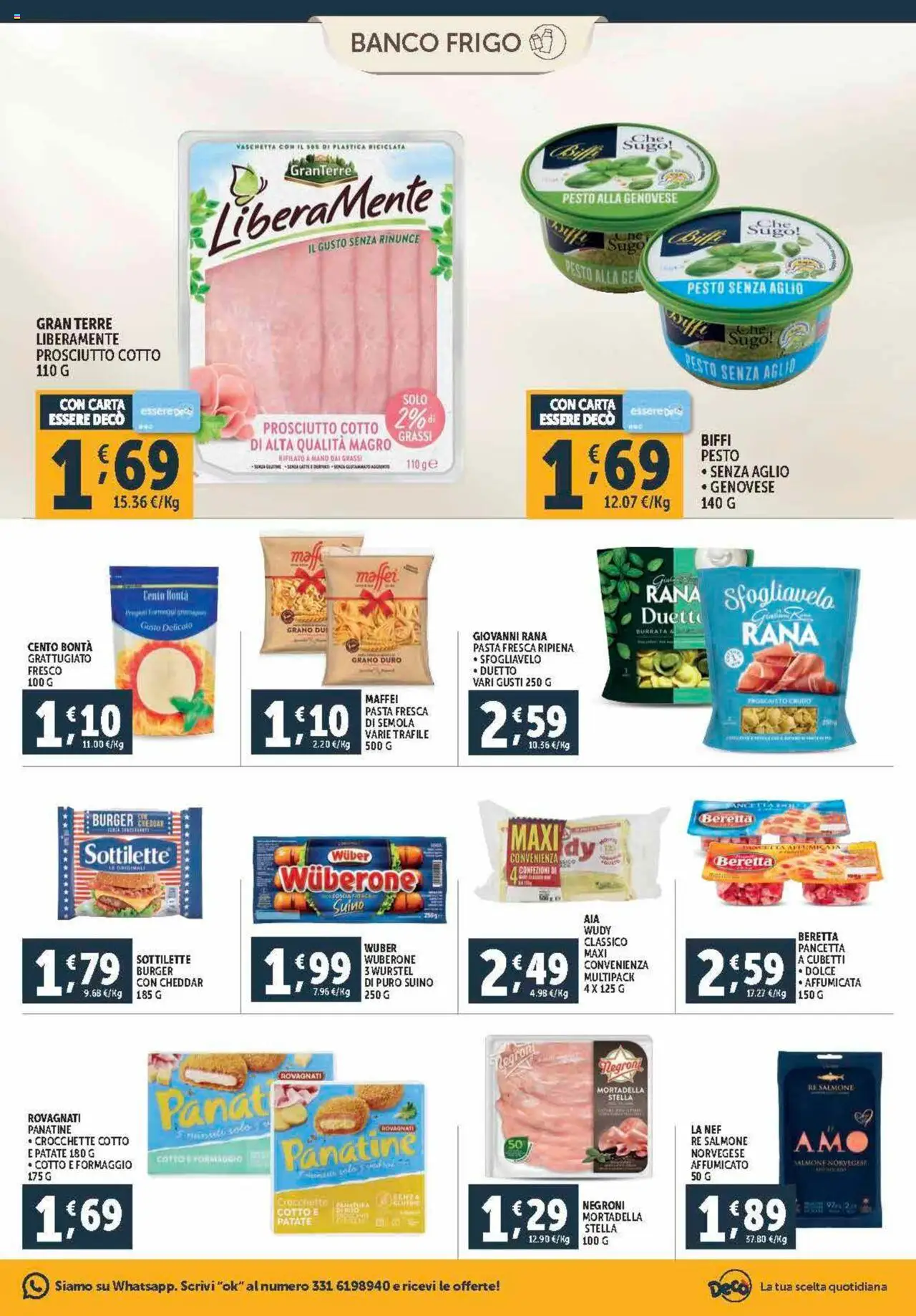 Volantino Decò del 21.08.2025 | Pagina: 7 | Prodotti: Prosciutto Cotto, Salmone, Pasta, Wurstel