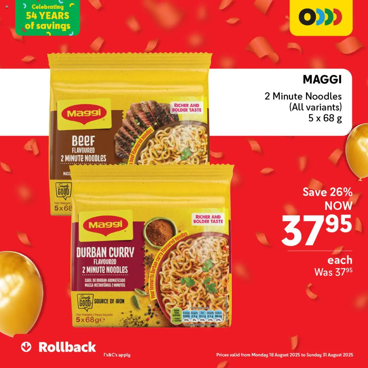Makro Birthday Deals Pantry │ valid from 18.08.2025 | Page: 1 | Products: Iron, Noodles, Beef