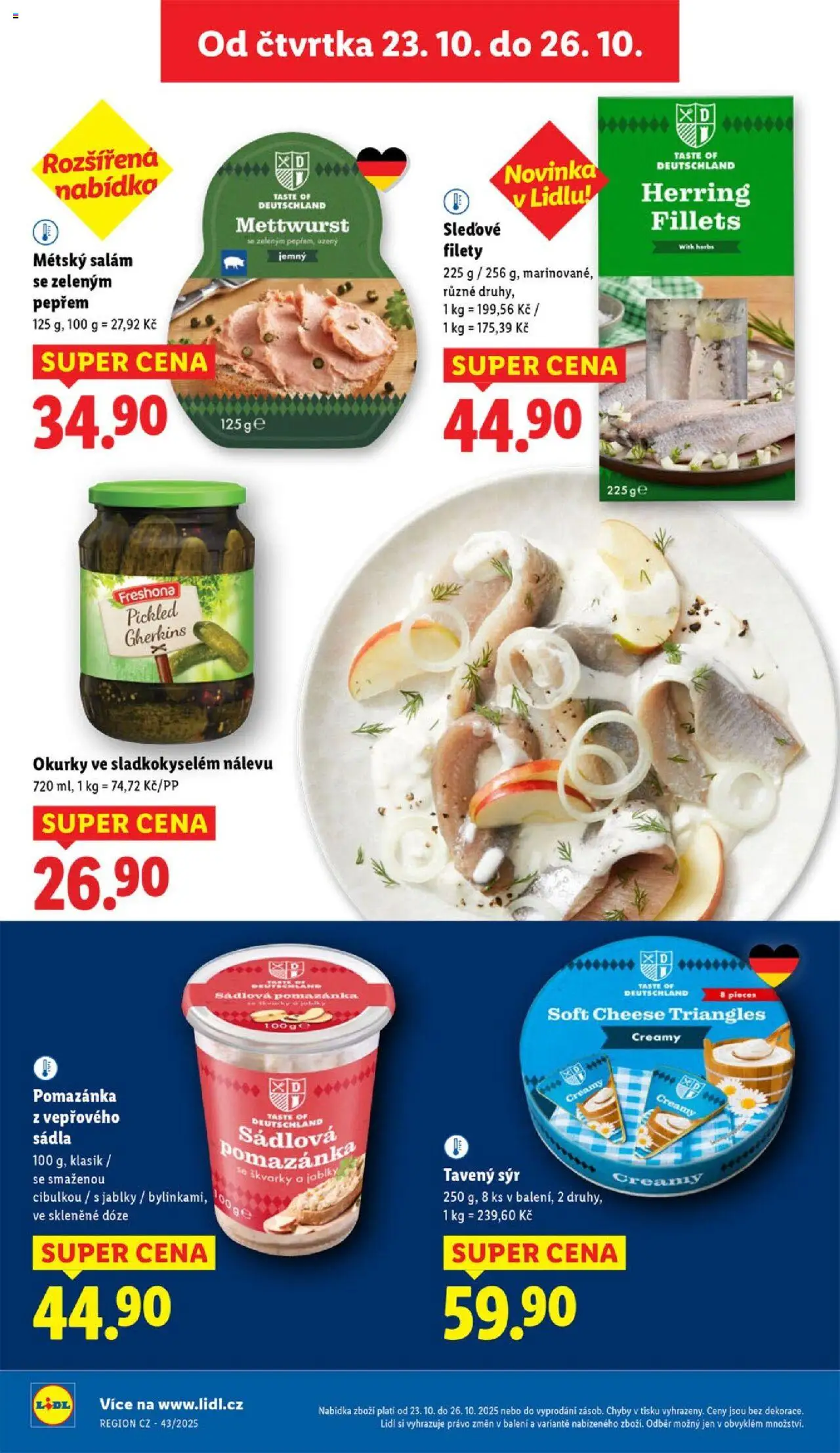 Lidl leták od 23.10.2025 | Strana: 16 | Produkty: Tavený sýr, Sýr, Salám, Okurky