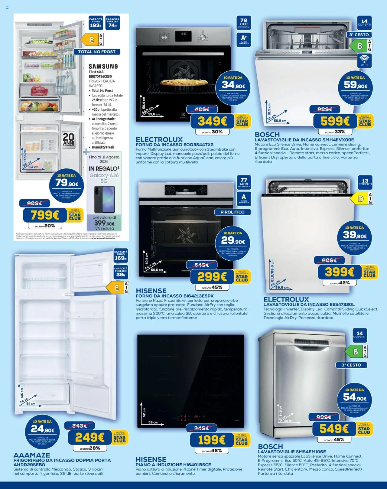 Volantino Euronics del 31.07.2025 | Pagina: 18 | Prodotti: Lavastoviglie da incasso, Freezer, Piano cottura, Forno