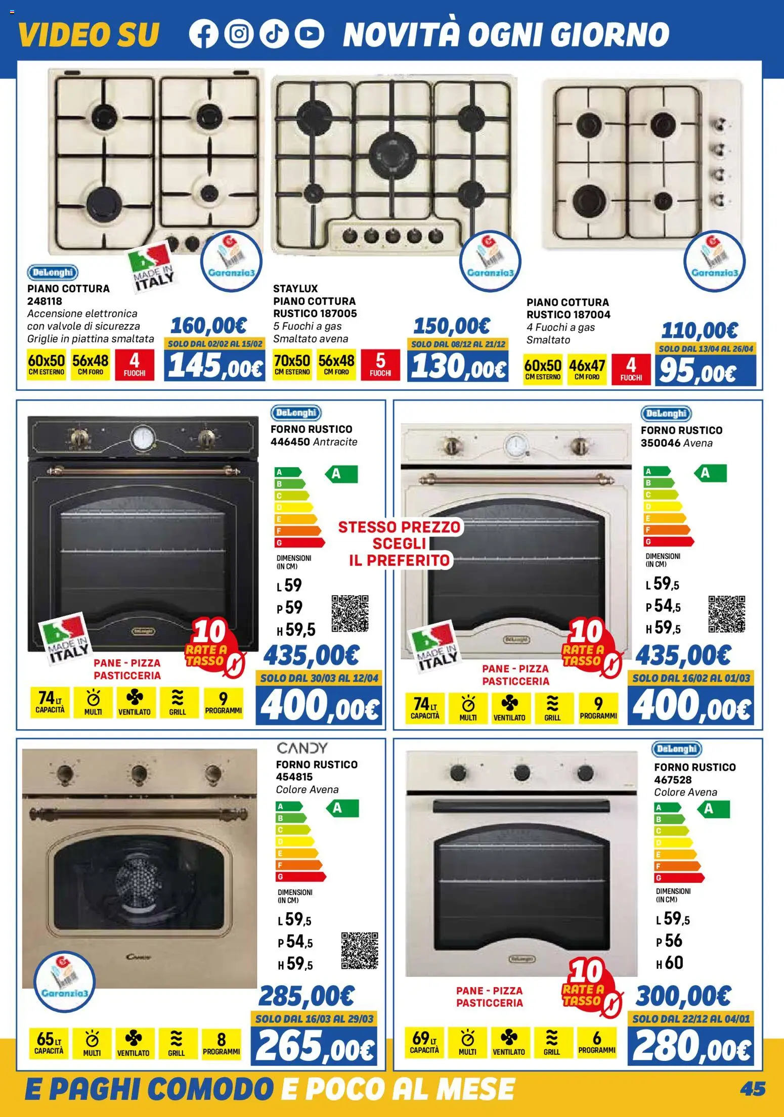 Volantino Orizzonte del 01.11.2025 | Pagina: 45 | Prodotti: Pane, Pizza, Piano cottura, Video