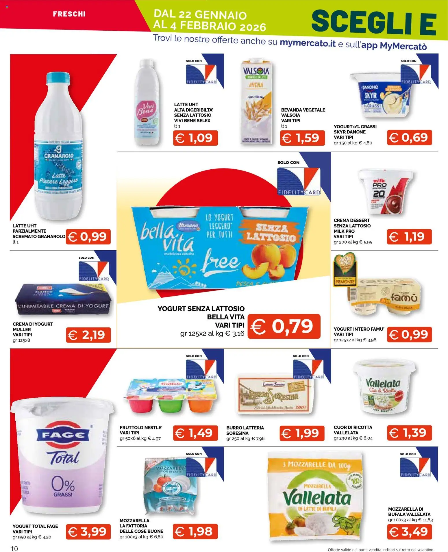 Volantino Mercatò del 22.01.2026 | Pagina: 10 | Prodotti: Crema, Yogurt senza lattosio, Yogurt, Burro