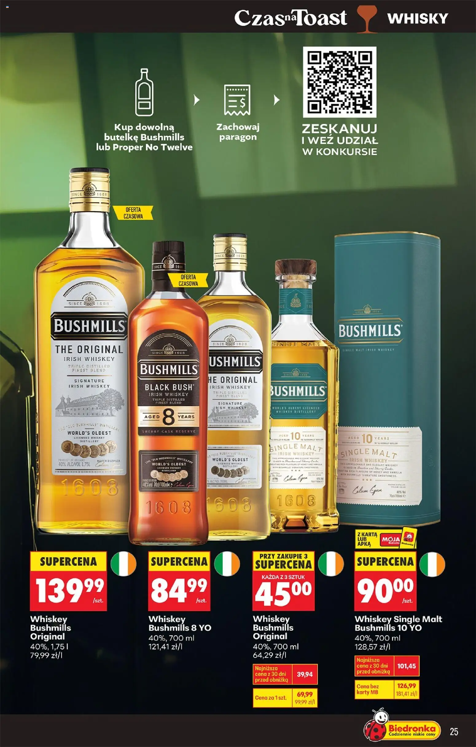 Biedronka Polsko leták - Czas na toast od 09.03.2026 | Strana: 25 | Produkty: Finest, Whisky, Bushmills, Sherry