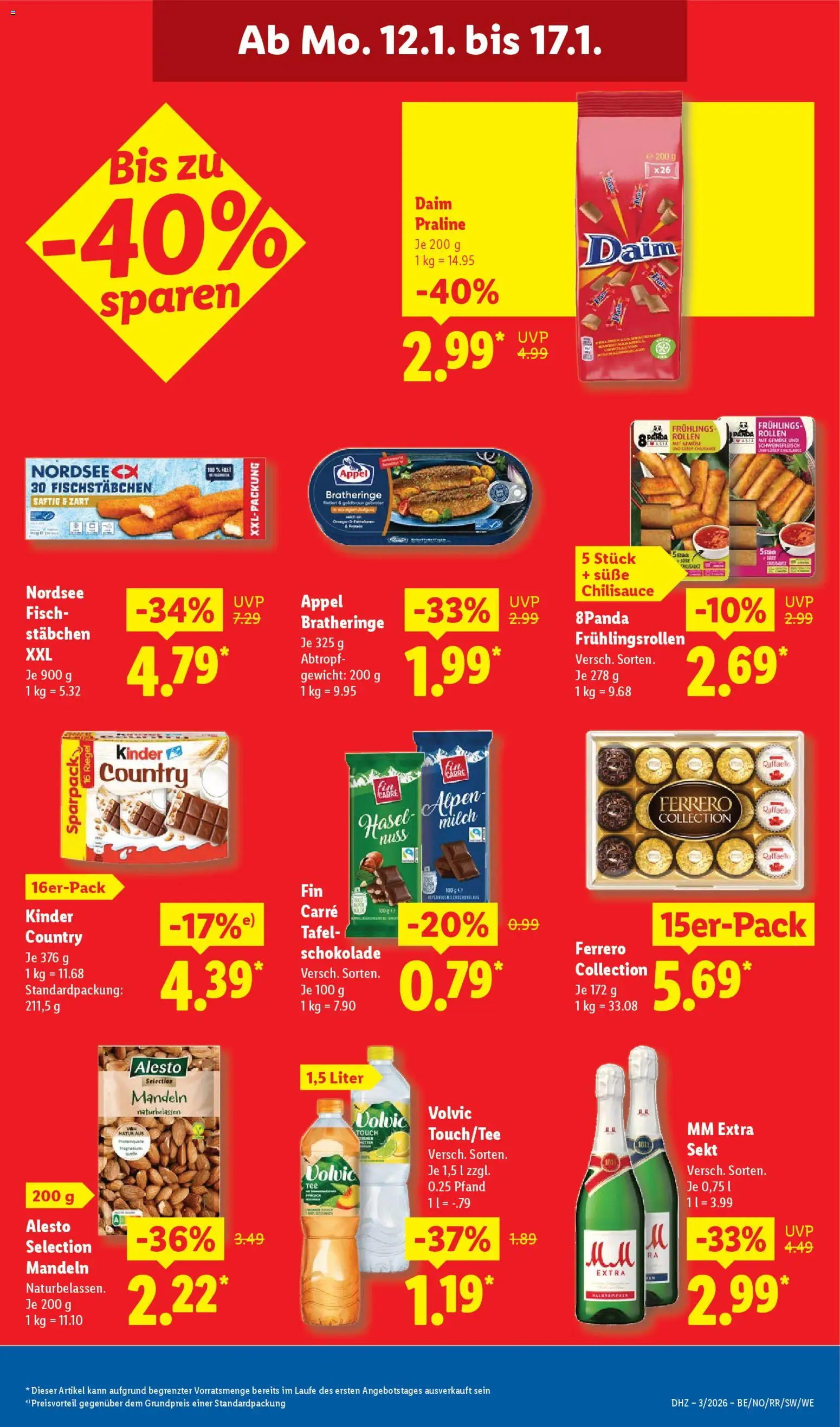 Lidl Prospekt Zossen – gültig ab 12.01.2026 | Seite: 19 | Produkte: Gewicht, Sekt, Fischstabchen, Gemüse