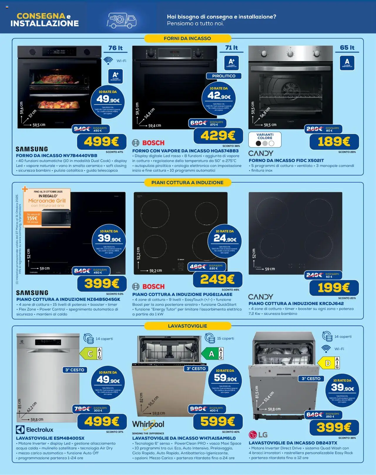 Volantino Euronics del 09.10.2025 | Pagina: 3 | Prodotti: Microonde, Acqua, Piano cottura, Samsung