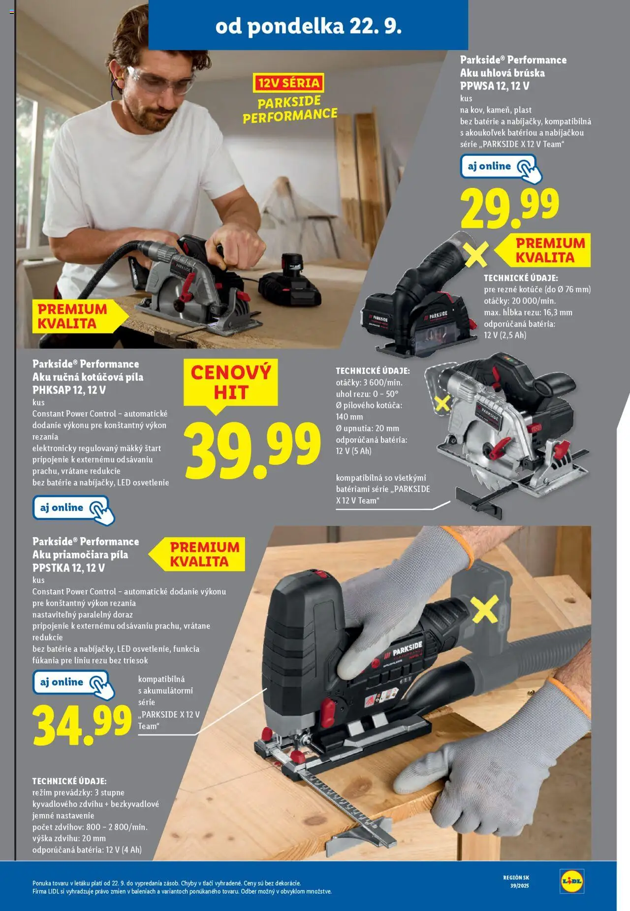 Nové Lidl akcie – leták je platný od 22.09.2025 | Strana: 53 | Produkty: Led osvetlenie, Osvetlenie, Píla, Kotúčová píla