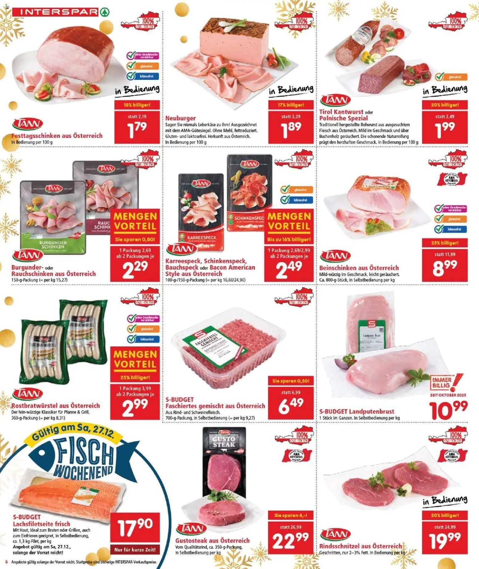 Interspar Flugblatt - Burgenland Nord gültig ab 22.12.2025 | Seite: 6 | Produkte: Schinken, Fisch