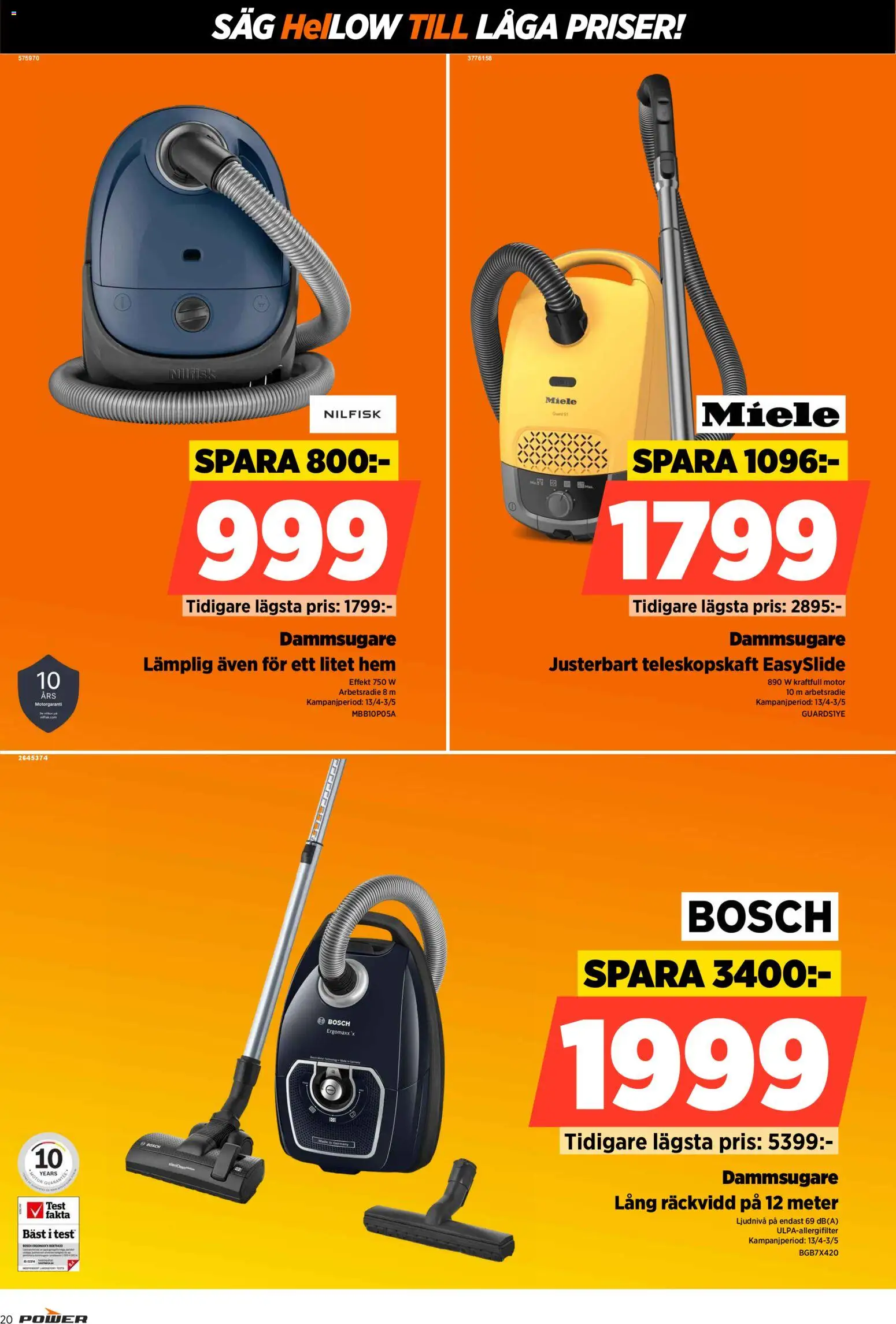 Power reklamblad aktuell från 20.04.2026 | Sida: 20 | Produkter: Dammsugare, Såg