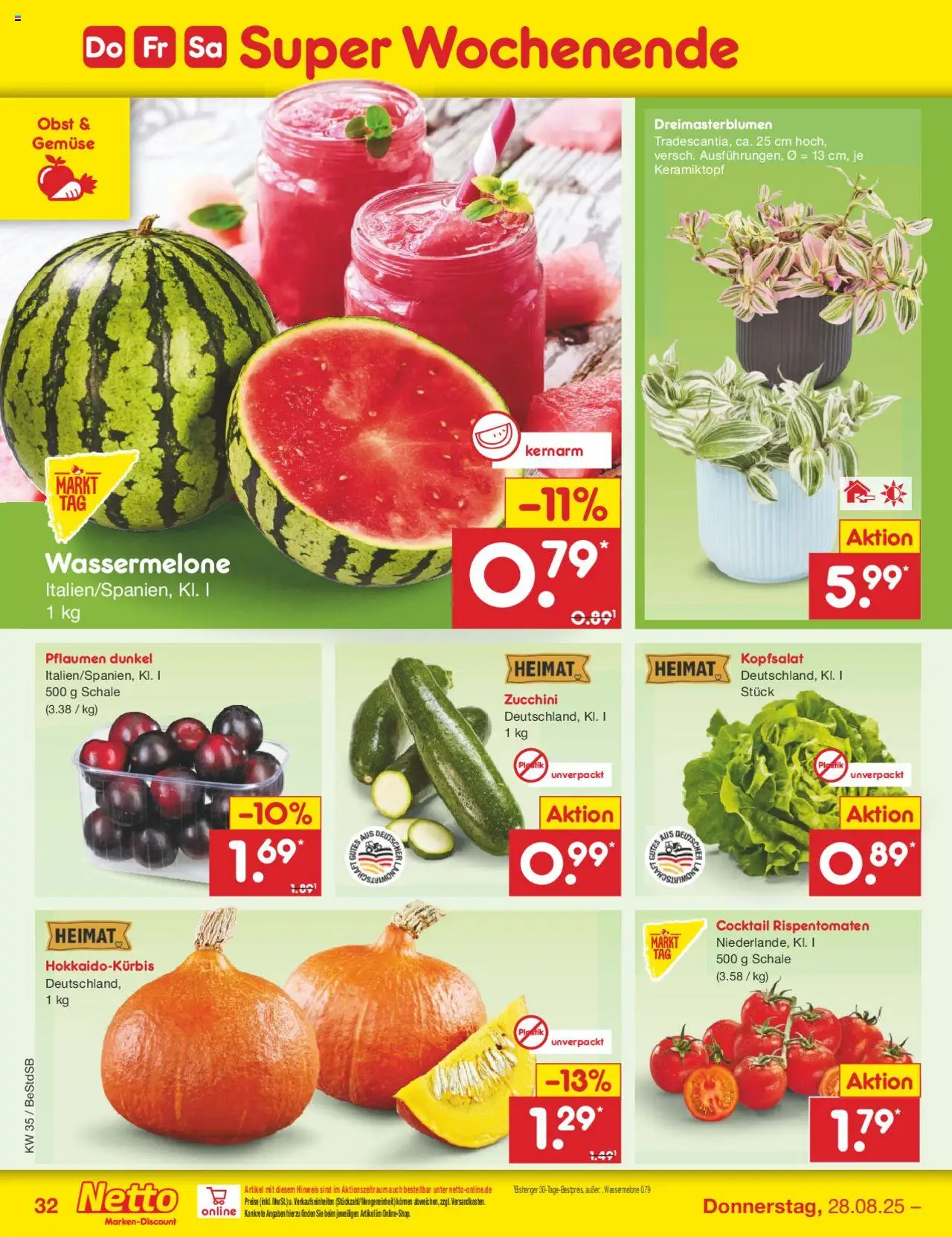 Netto Marken-Discount Prospekt 	 - gültig ab dem 25.08.2025 | Seite: 48 | Produkte: Pflaumen, Obst, Wassermelone, Zucchini