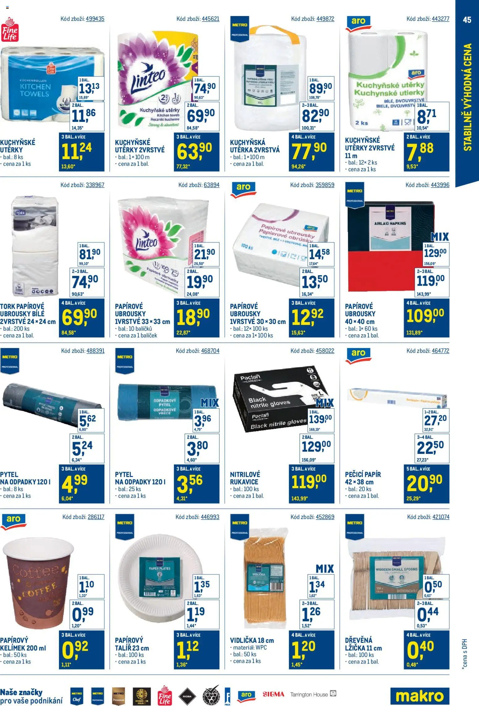 Makro leták - Stabilně výhodná cena od 28.01.2026 | Strana: 45 | Produkty: Vidlička, Kuchyňské utěrky, Utěrky, Ubrousky