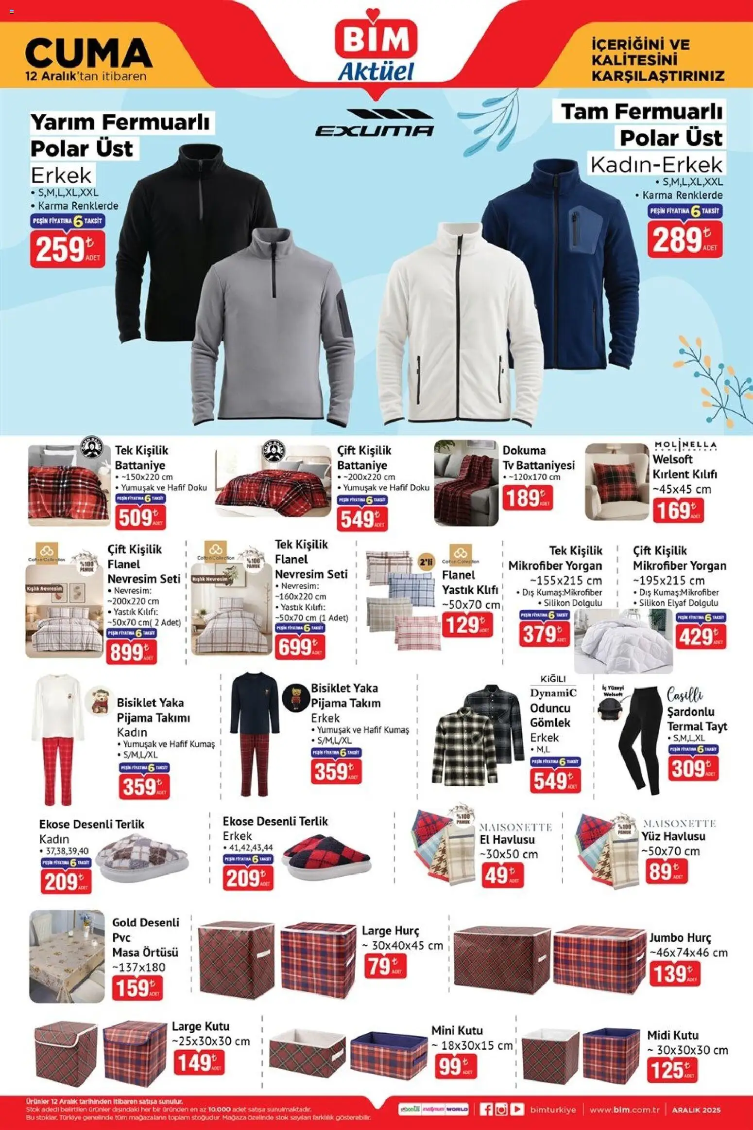 BİM Katalog Cuma - 12.12.2025 tarihinden itibaren geçerlidir | Sayfa: 5 | Ürünler: Yastık, Nevresim, Terlik, TV