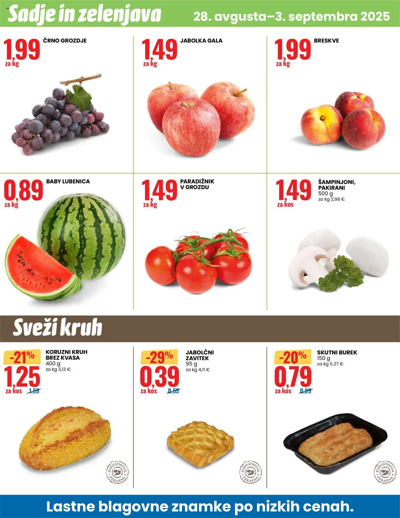 Eurospin katalog │ velja od 28.08.2025 | Stran: 12 | Izdelki: Lubenica, Grozdje, Kruh, Zelenjava
