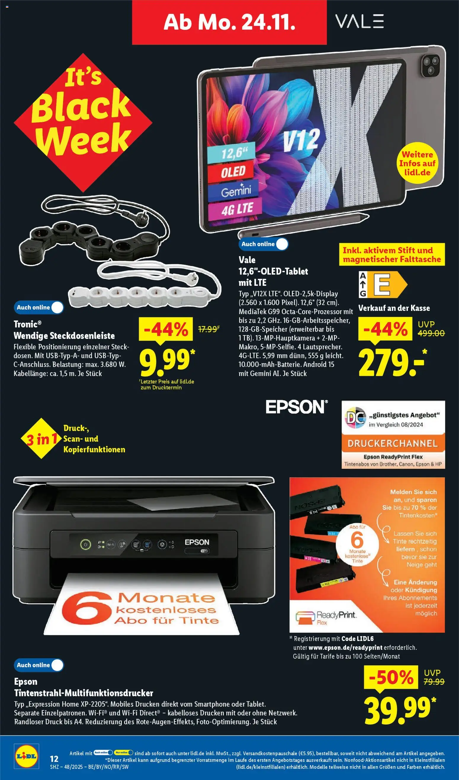 Lidl Prospekt Zossen – gültig ab 24.11.2025 | Seite: 12 | Produkte: HP, Epson, Smartphone