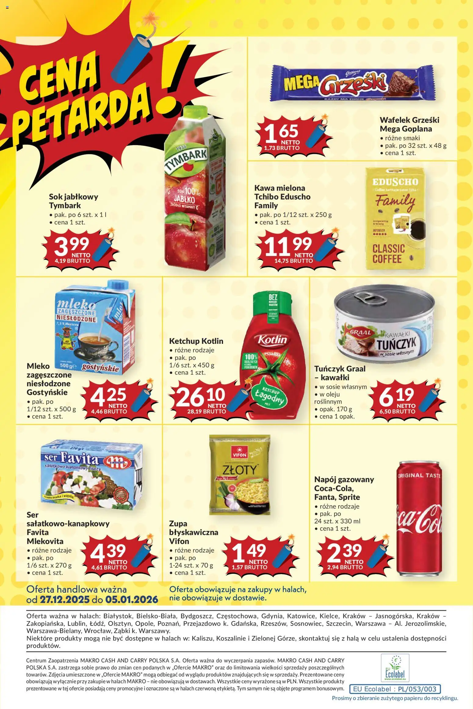Makro Gazetka - Mega oferty dla Twojego Sklepu od 27.12.2025 | Strona: 12 | Produkty: Mleko zagęszczone niesłodzone, Ser favita, Tchibo, Ser