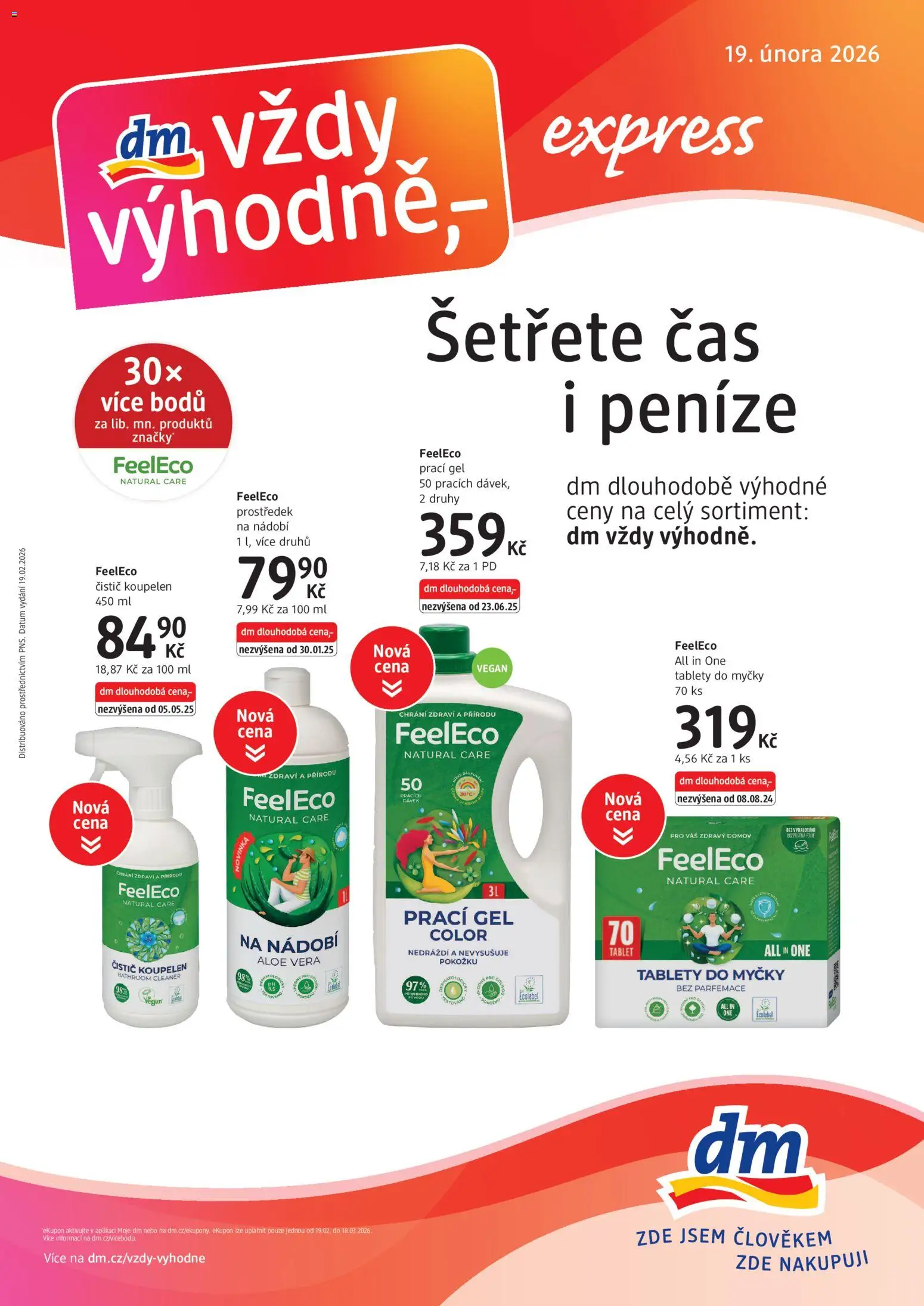 dm drogerie leták - Express od 19.02.2026 | Strana: 1 | Produkty: Tablety do myčky, Nádobí, Tablet, Aloe vera