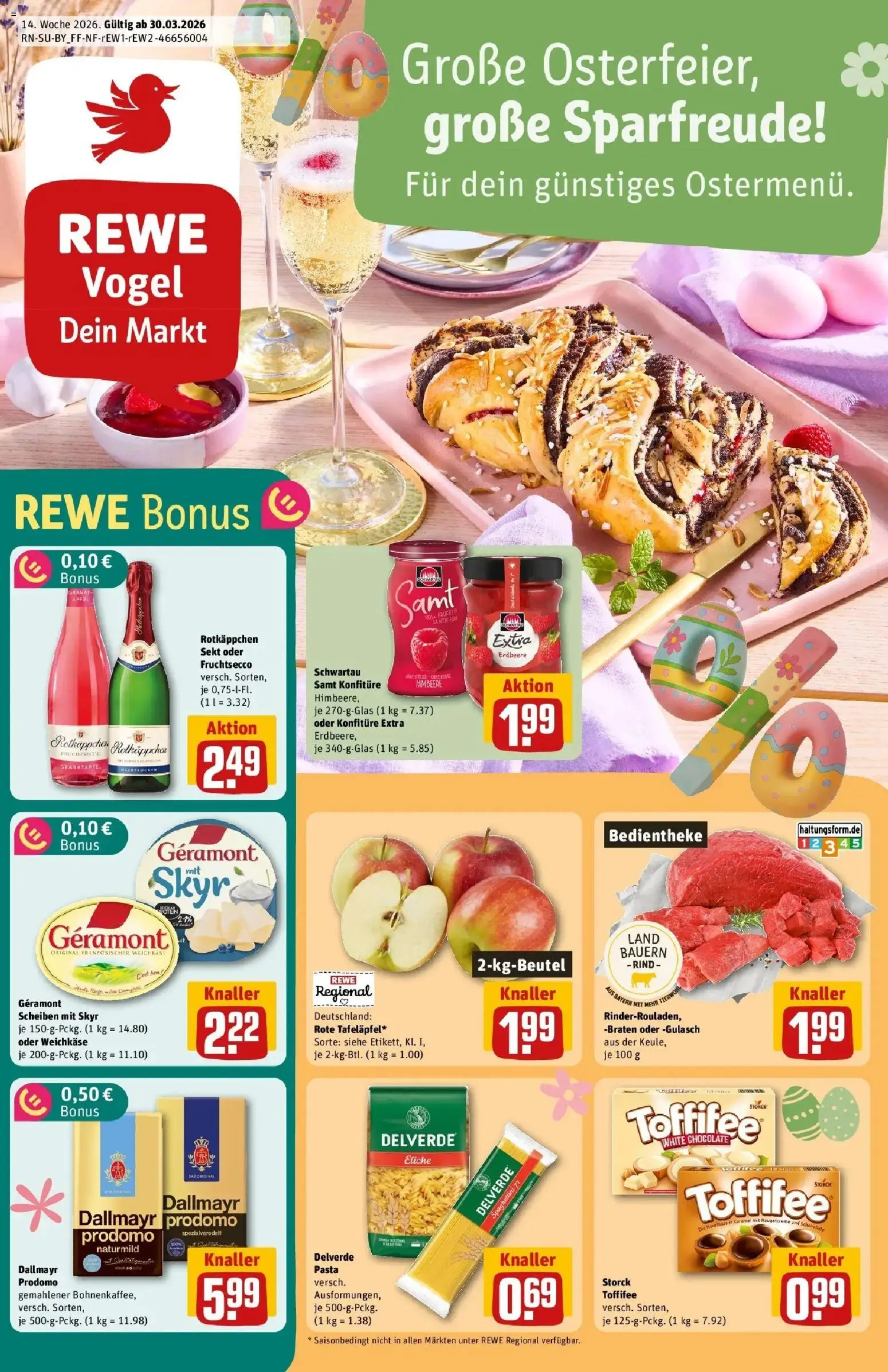 Rewe Prospekt Zeitlarn	 – gültig ab 30.03.2026 | Seite: 1 | Produkte: Geramont, Schokolade, Dallmayr, Dallmayr prodomo