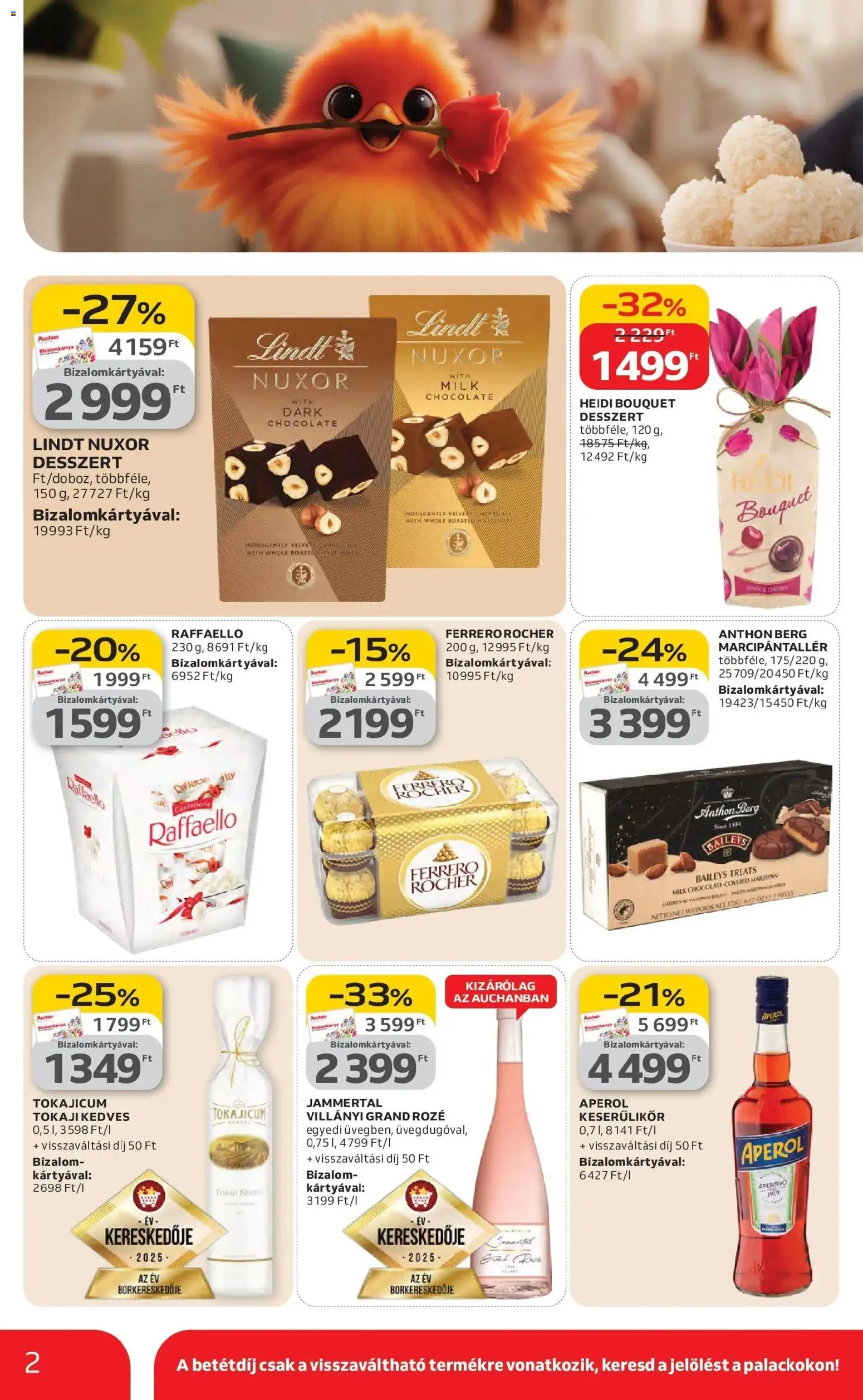 Auchan akciós ujság - amely érvényes a következő dátumtól: 26.02.2026 | Oldal: 2 | Termékek: Aperol, Raffaello, Ferrero rocher