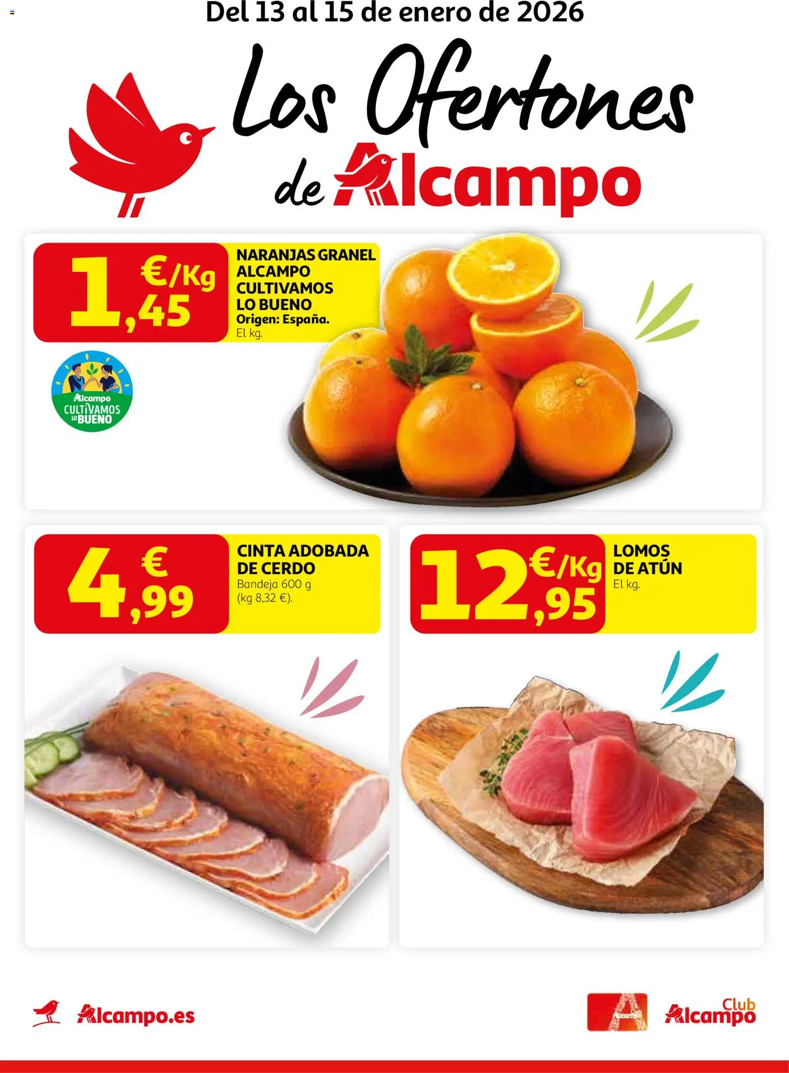 Alcampo - Pasamanos  │ válido desde el 13.01.2026 | Página: 1 | Productos: Cerdo, Naranjas, Bandeja