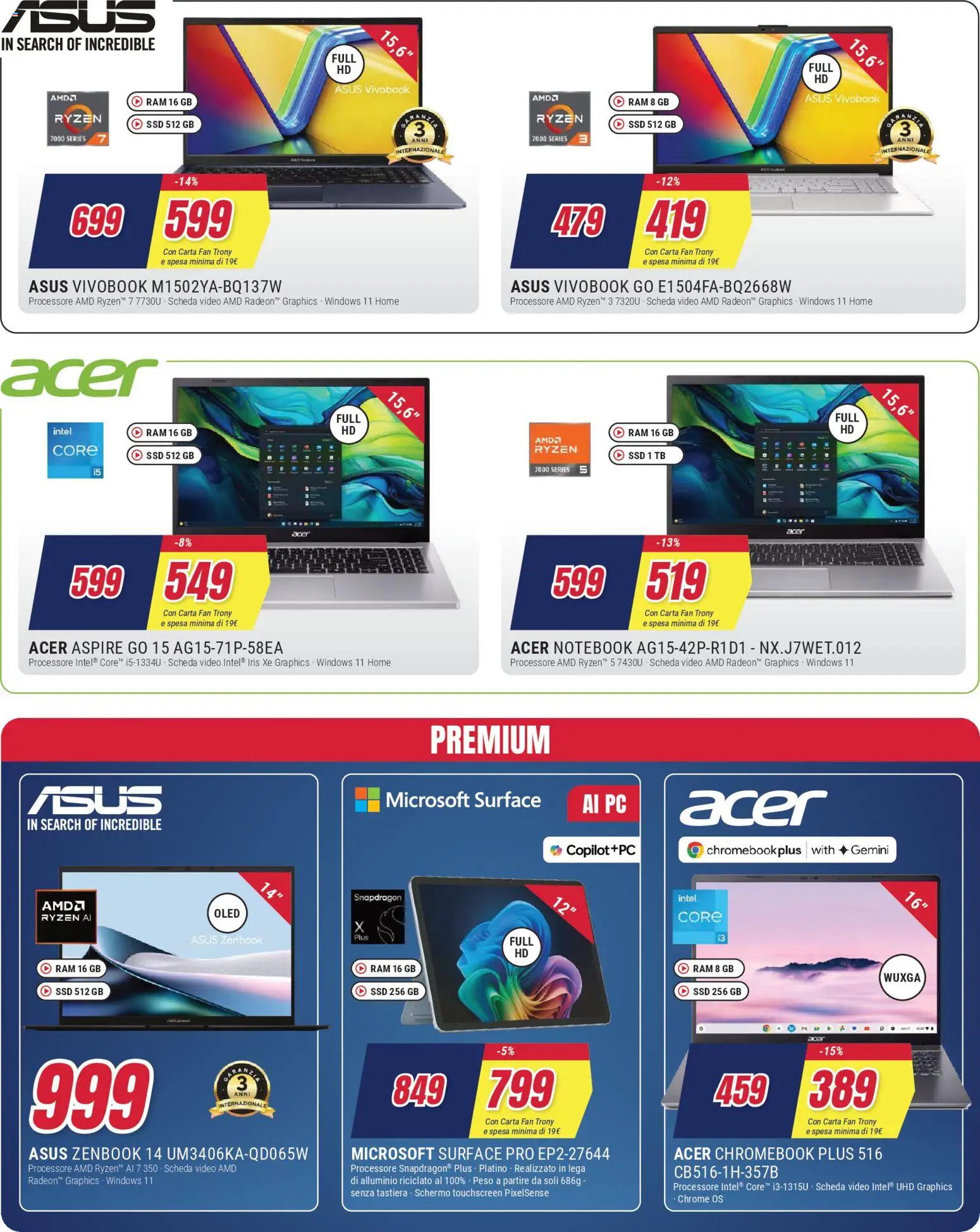 Volantino Trony del 27.12.2025 | Pagina: 12 | Prodotti: Schermo, Tastiera, Alluminio, Fan