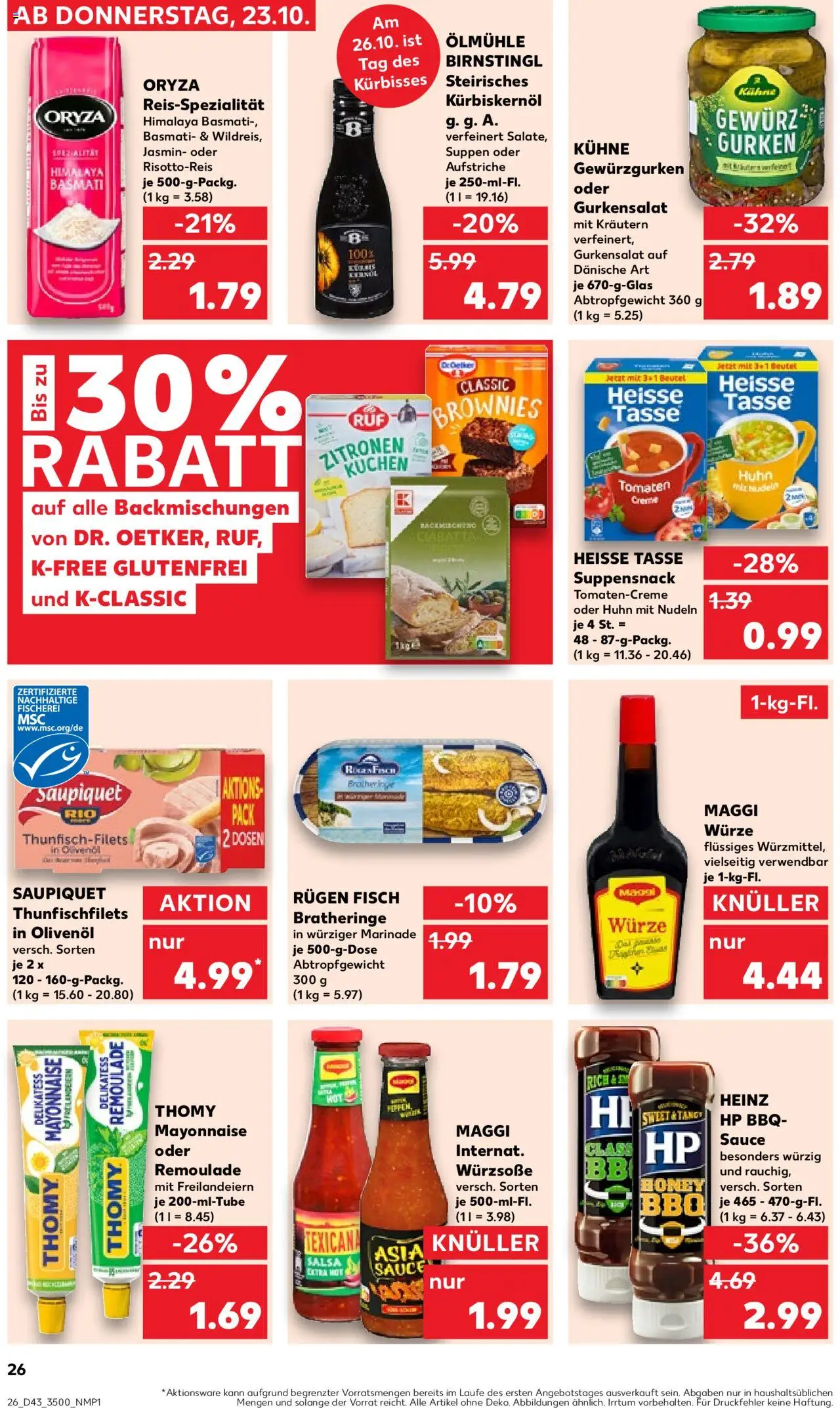 Kaufland prospekt Jena	 – gültig ab 23.10.2025 | Seite: 26 | Produkte: Tomaten, Fisch, Mayonnaise, Kuchen