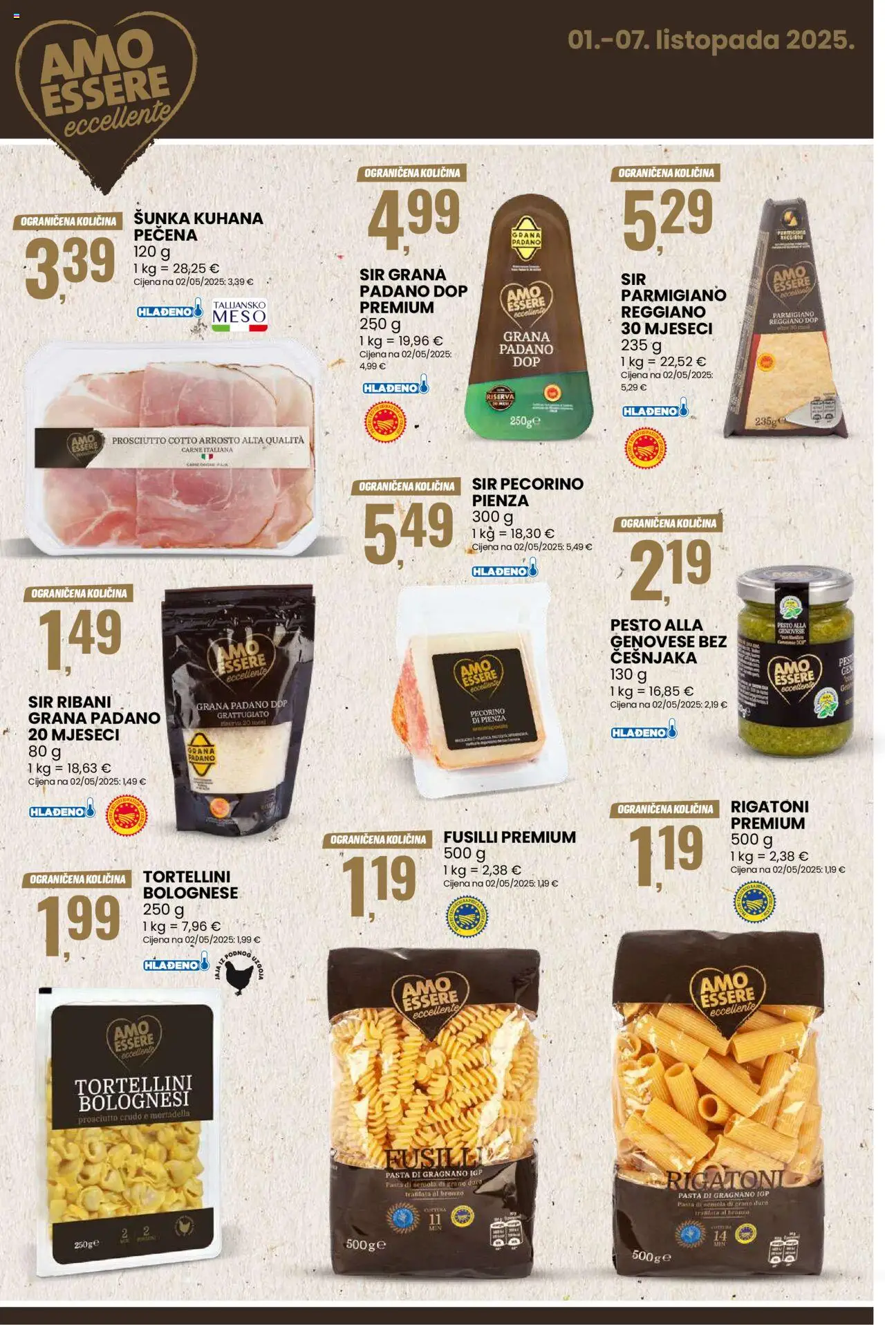Eurospin katalog | vrijedi od 01.10.2025 | Stranica: 9 | Proizvodi: Grana Padano, Meso, Tortellini, Pasta