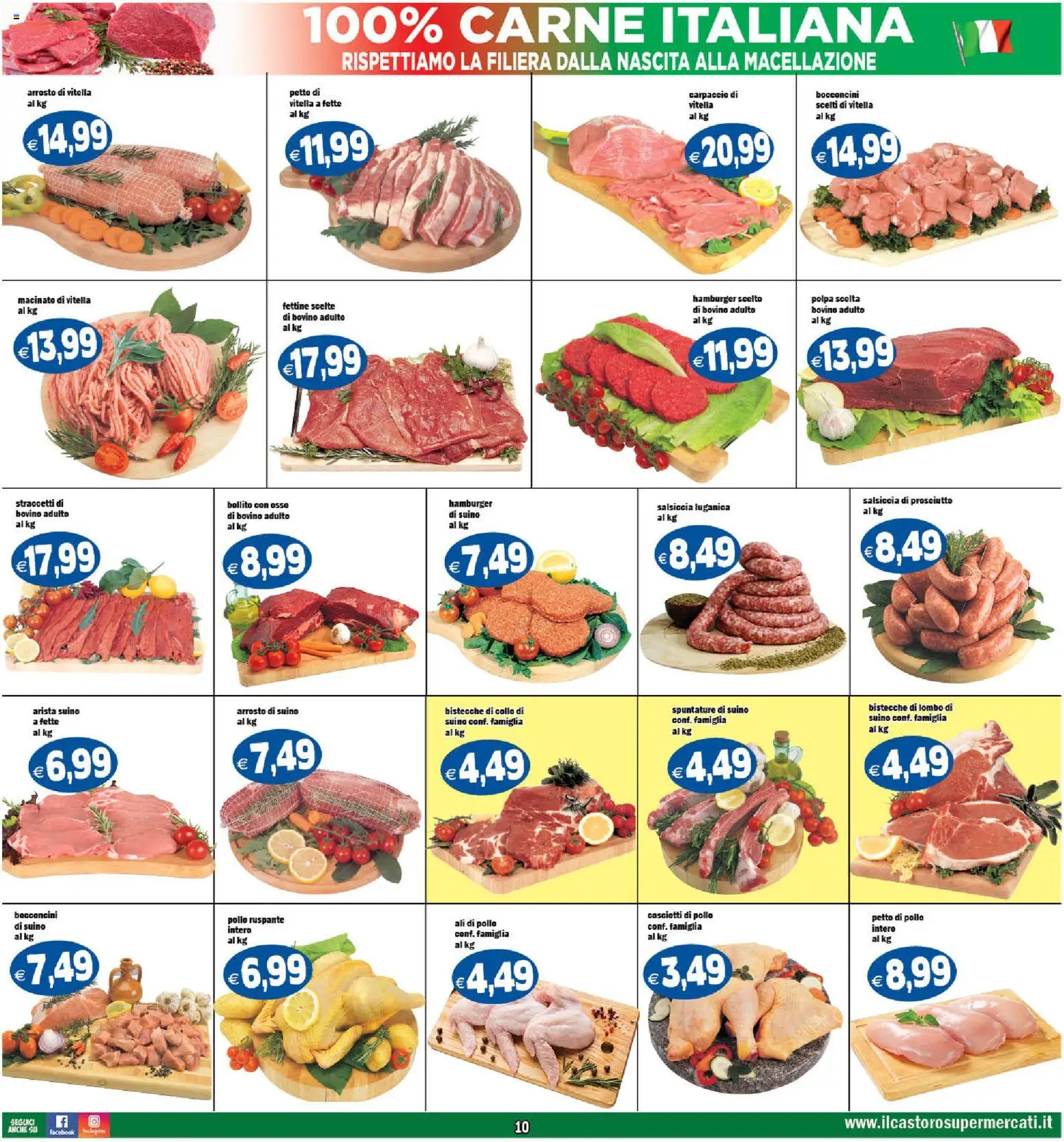 Volantino Il Castoro del 06.12.2025 | Pagina: 10 | Prodotti: Arrosto, Pollo, Hamburger, Macinato