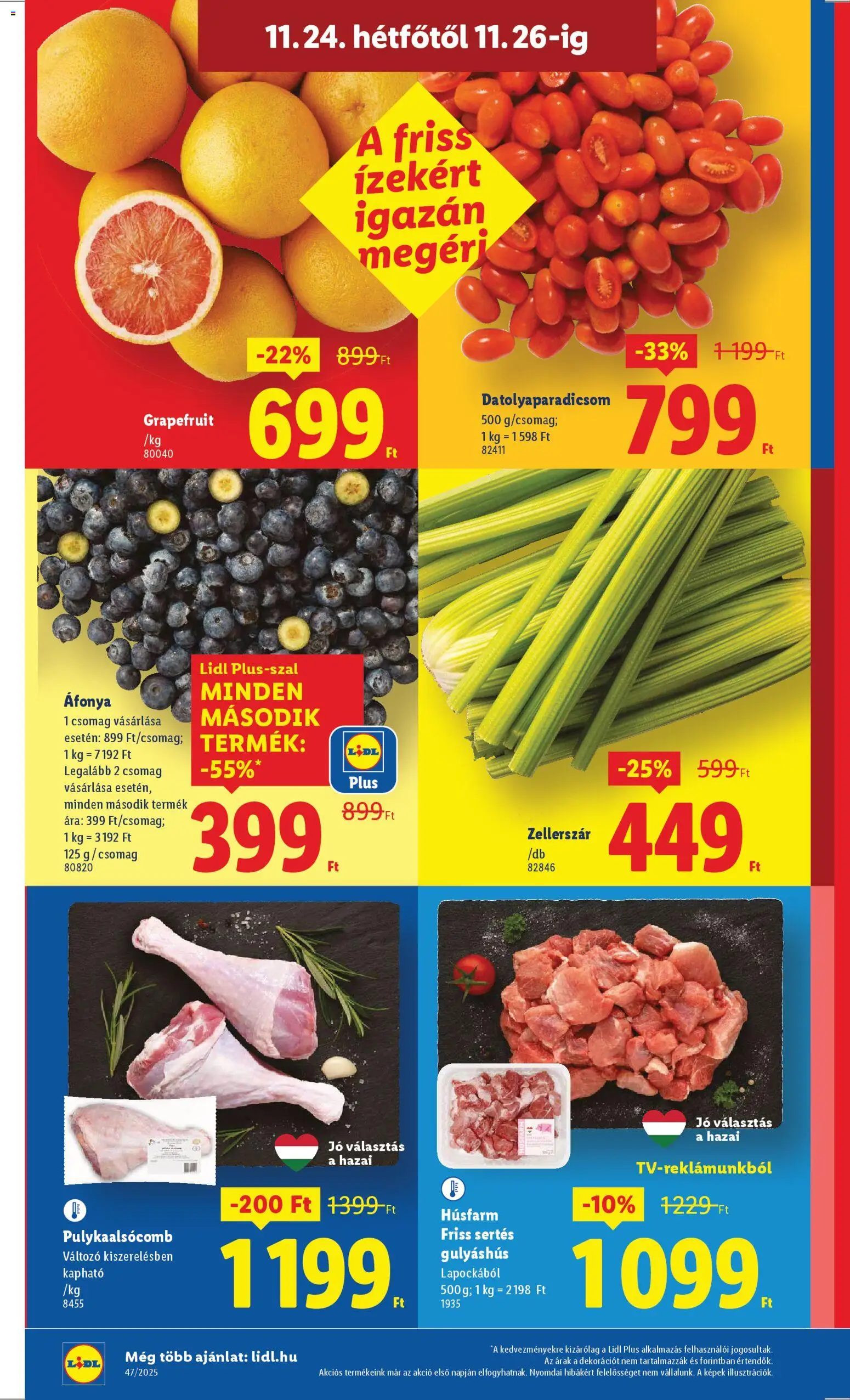 Lidl akciós ujság - amely érvényes a következő dátumtól: 20.11.2025 | Oldal: 50 | Termékek: Áfonya, Grapefruit
