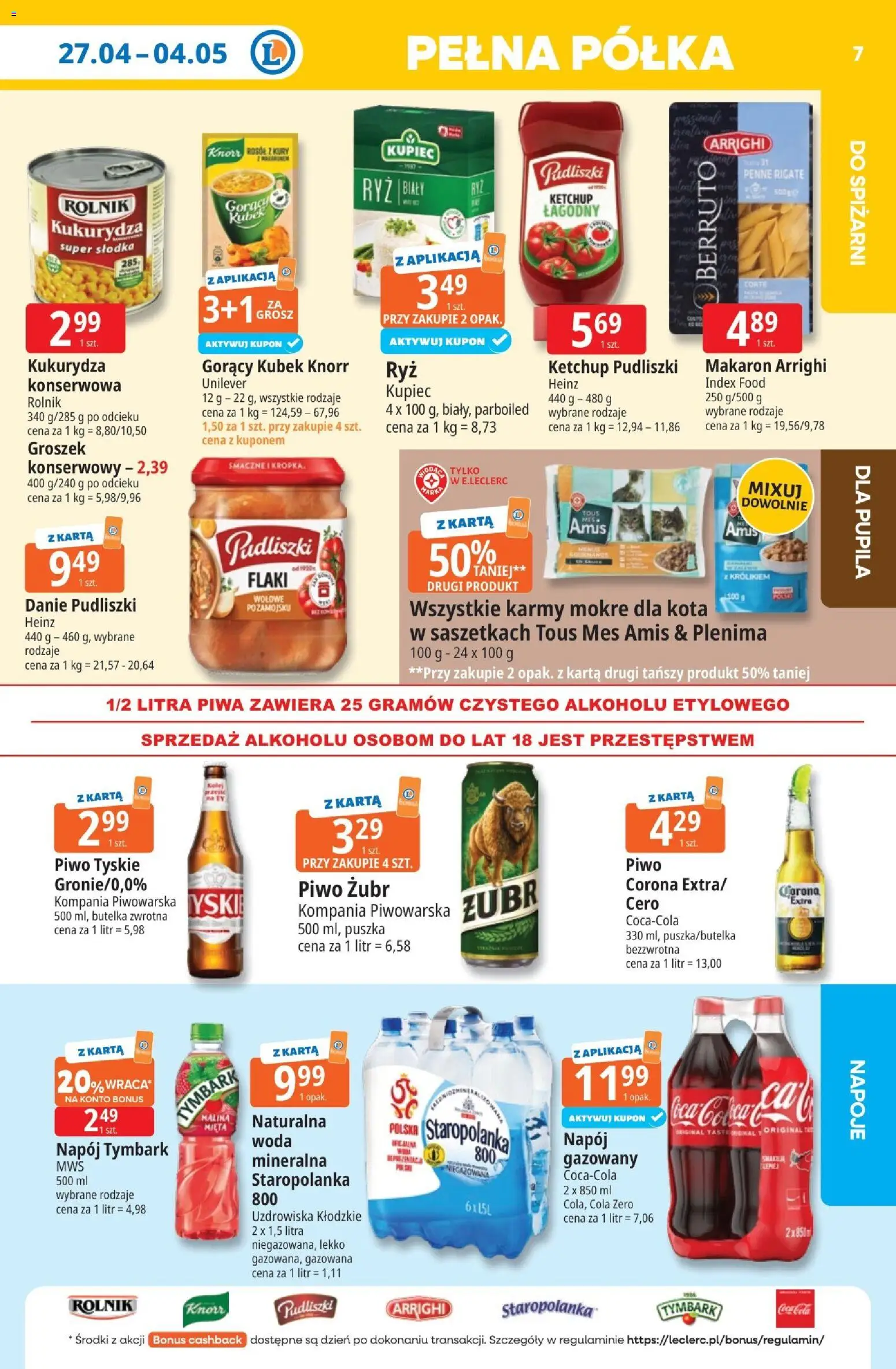 E.Leclerc gazetka - Tychy od 27.04.2026 | Strona: 7 | Produkty: Ketchup pudliszki, Kukurydza, Mięta, Woda