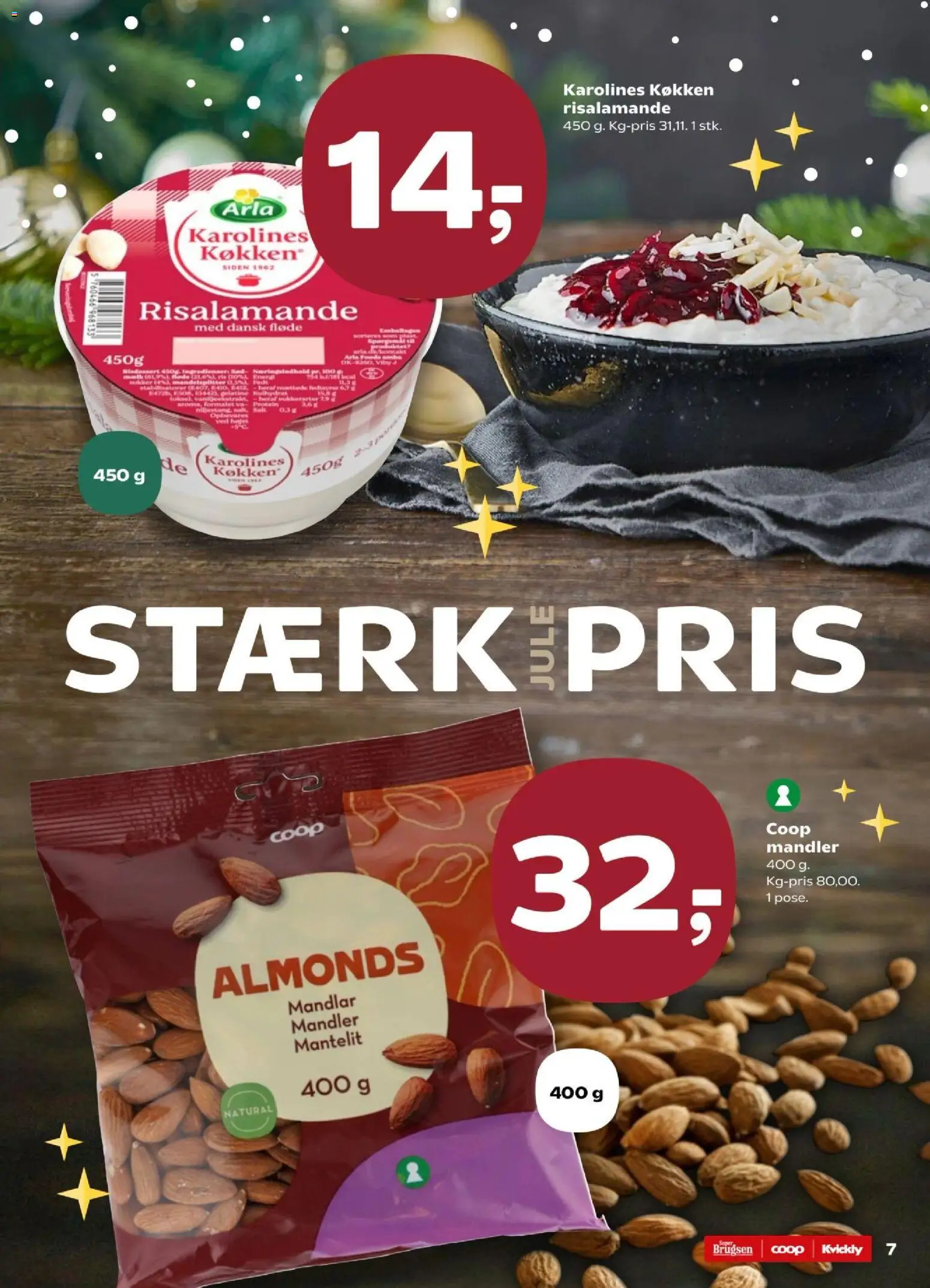 Super Brugsen tilbudsavis – gyldig fra 12.12.2025 | Side: 7 | Produkter: Risalamande, Fløde, Mandler