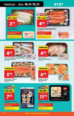 Pogląd oferty "Biedronka gazetka" - ważna od 10.11.2025 | Strona: 32 | Produkty: Pstrąg, Mintaj, Łosoś, Sushi