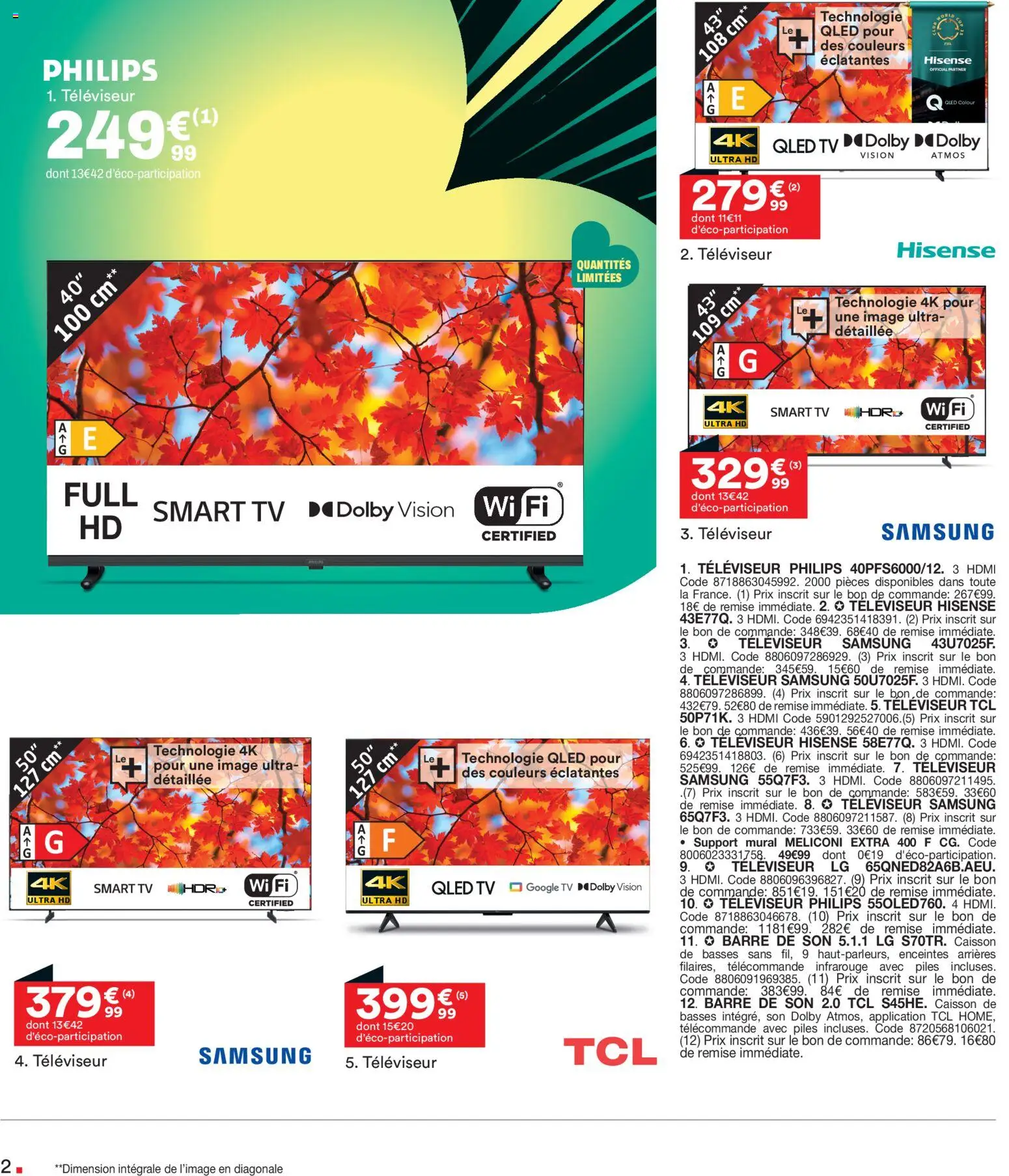 {H1} | Page: 2 | Produits: Support mural, Barre de son, Télécommande, Piles