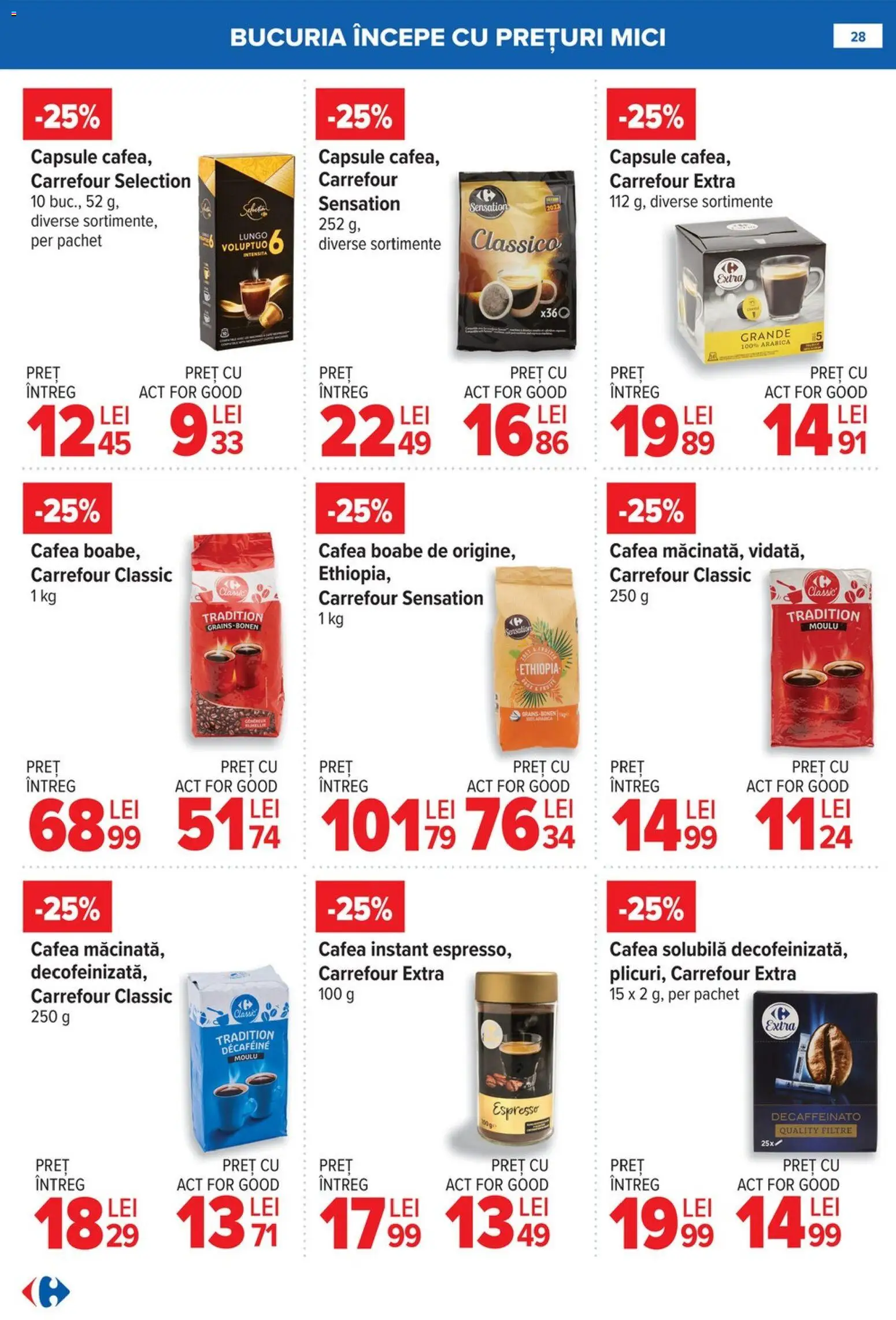 Noul catalog Carrefour – valabil de la 08.01.2026 | Pagină: 28 | Produse: Mici, Cafea