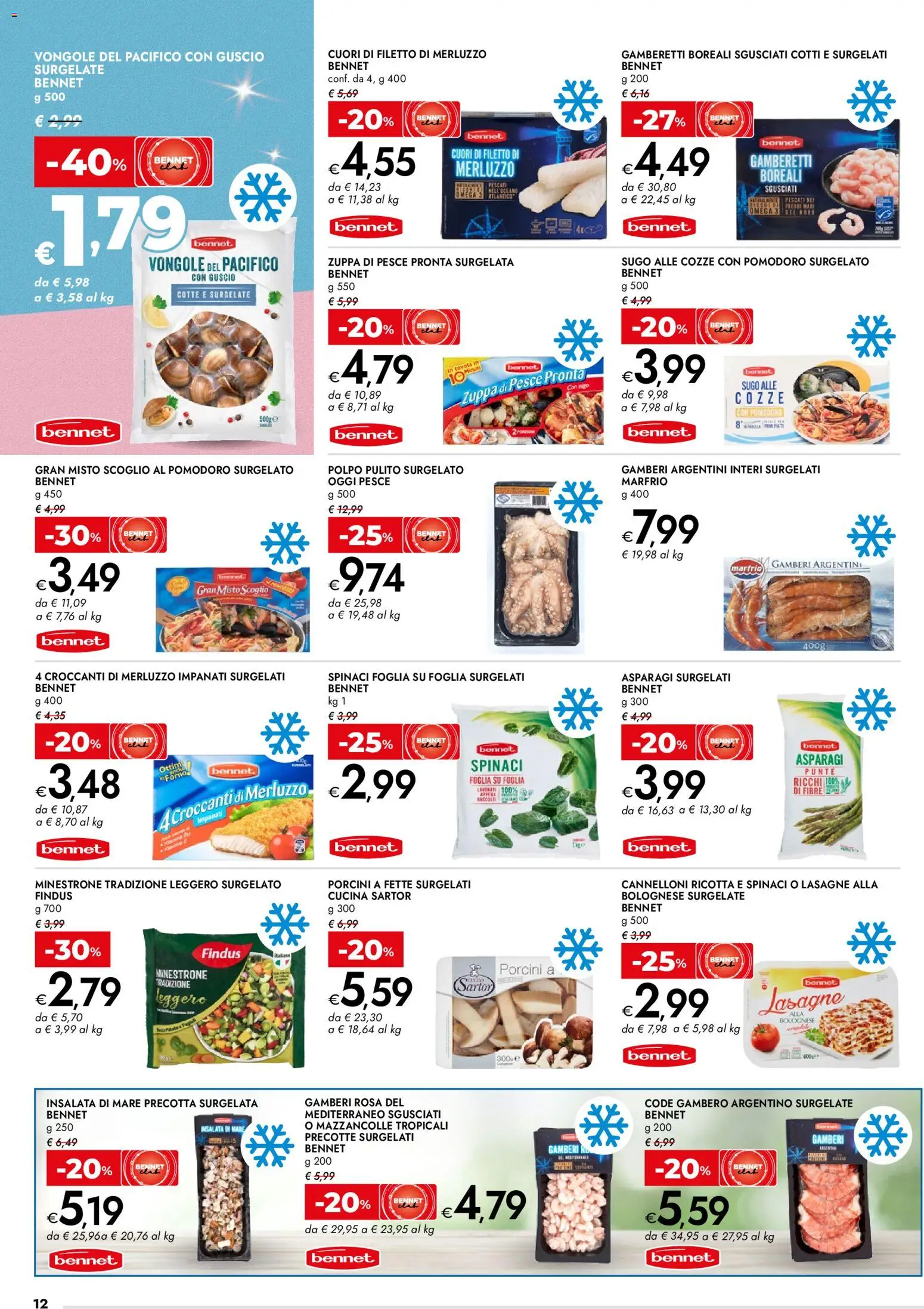Volantino bennet del 11.12.2025 | Pagina: 12 | Prodotti: Minestrone, Insalata, Polpo, Asparagi
