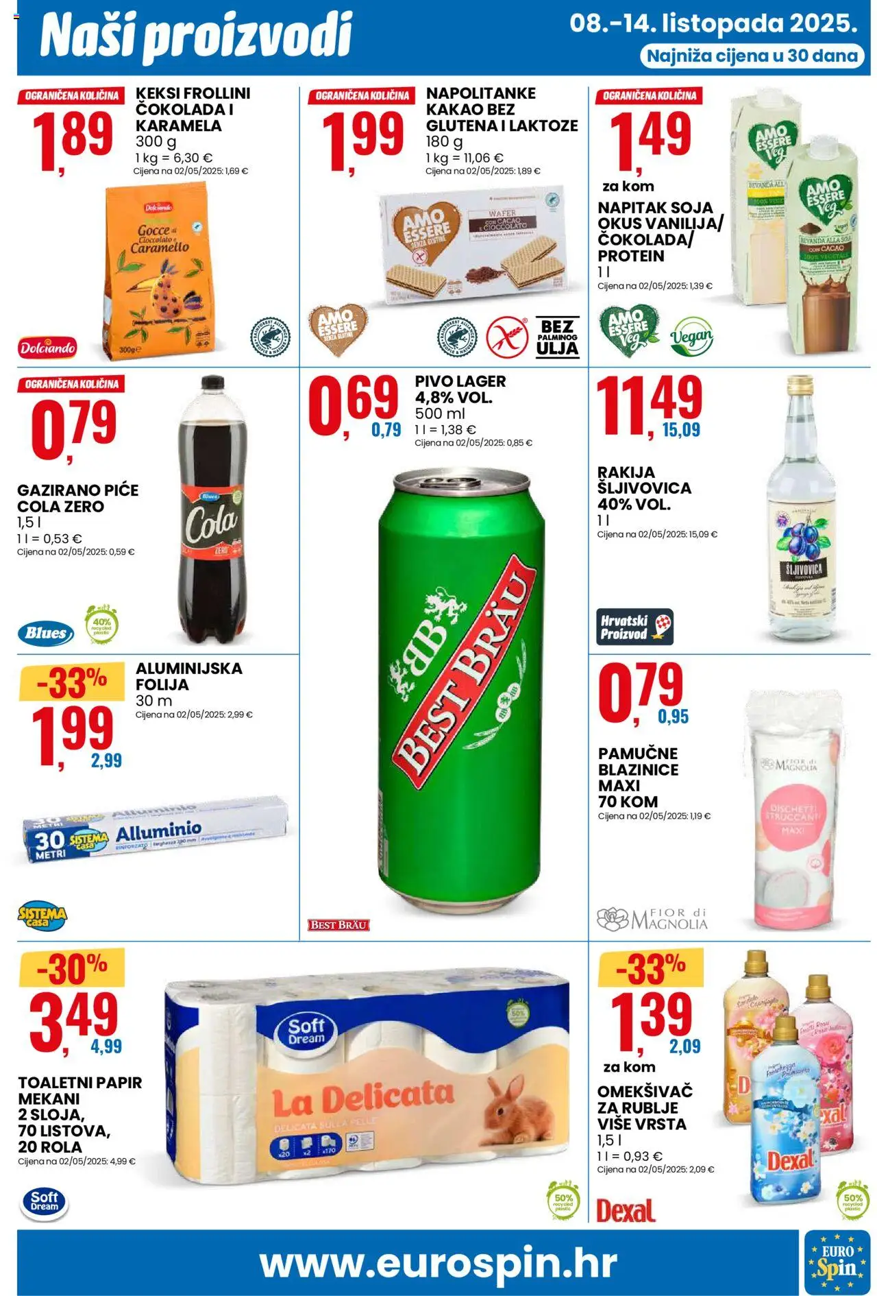 Eurospin katalog | vrijedi od 08.10.2025 | Stranica: 11 | Proizvodi: Keksi, Pivo, Napolitanke, Kakao