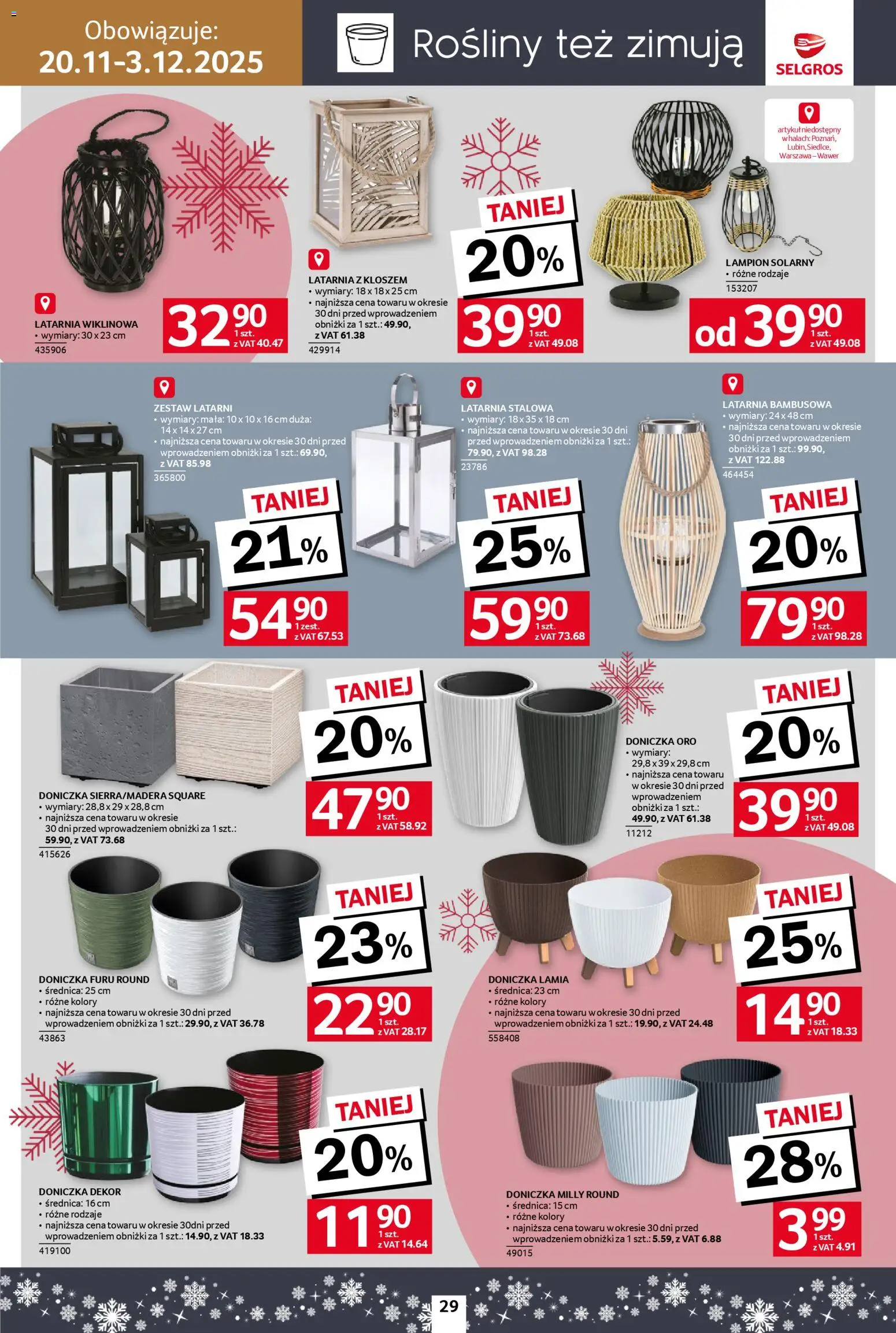 Selgros cash&carry Gazetka - Home&Deco od 20.11.2025 | Strona: 29 | Produkty: Doniczka, Rosliny