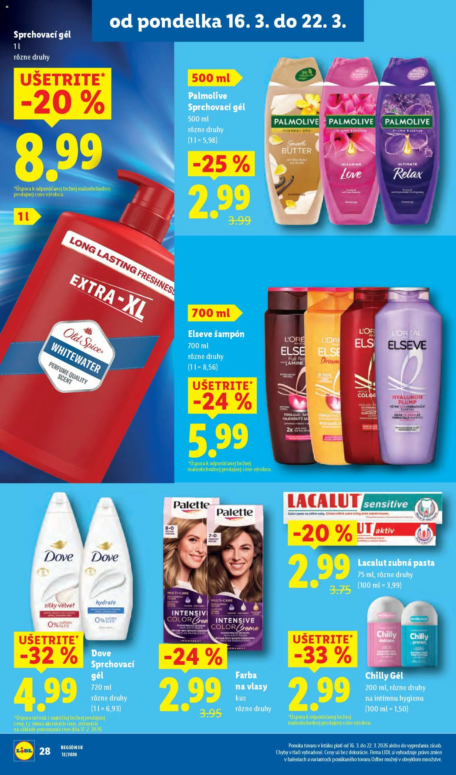 Nové Lidl akcie – leták je platný od 19.03.2026 | Strana: 72 | Produkty: Old Spice, Šampón, Farba na vlasy, Zubná pasta