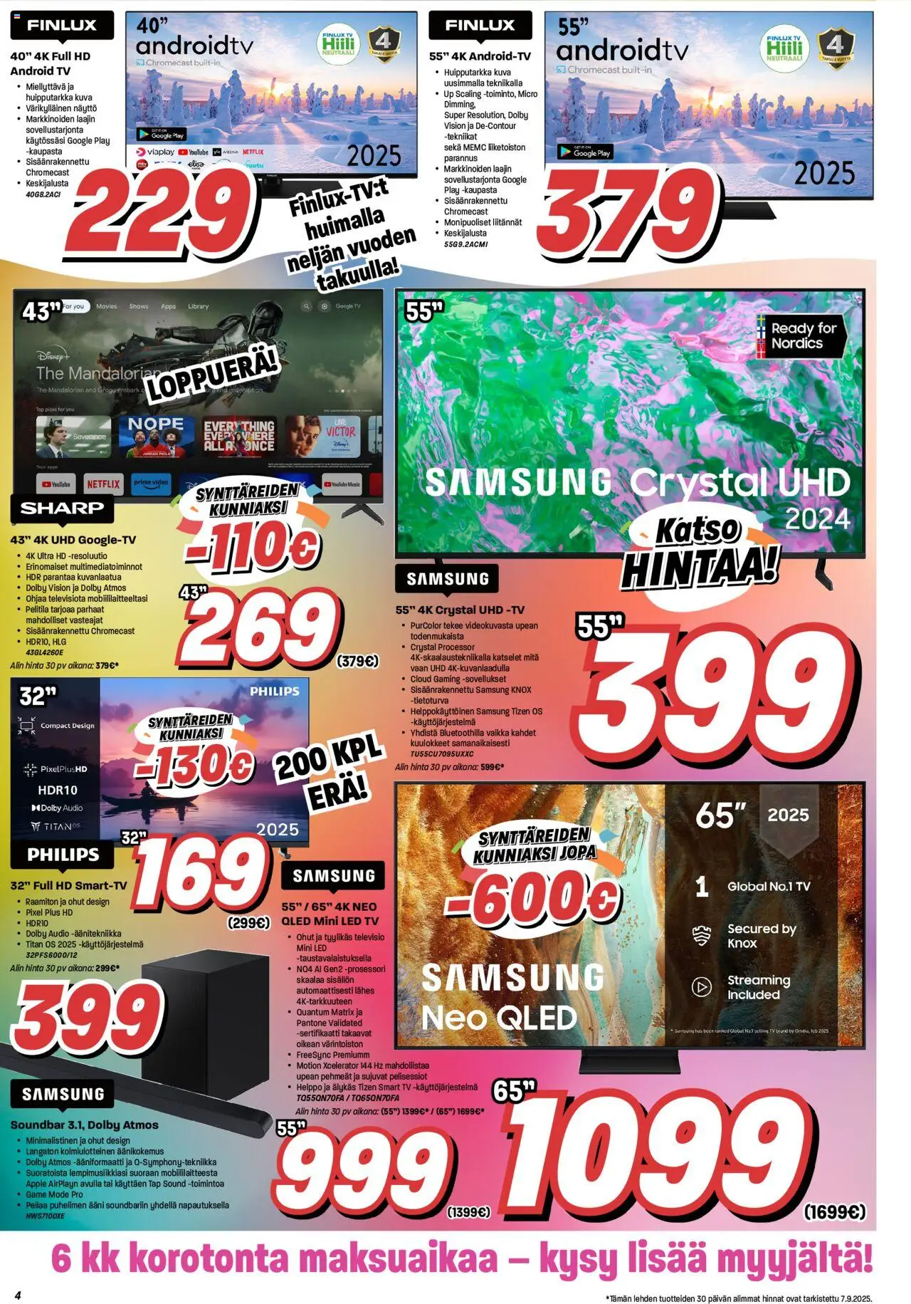 Veikon Kone - Verkkolehti - Veikon Kone – voimassa 08.09.2025 alkaen | Sivu: 4 | Tuotteet: Audio, Soundbar, TV, Televisio