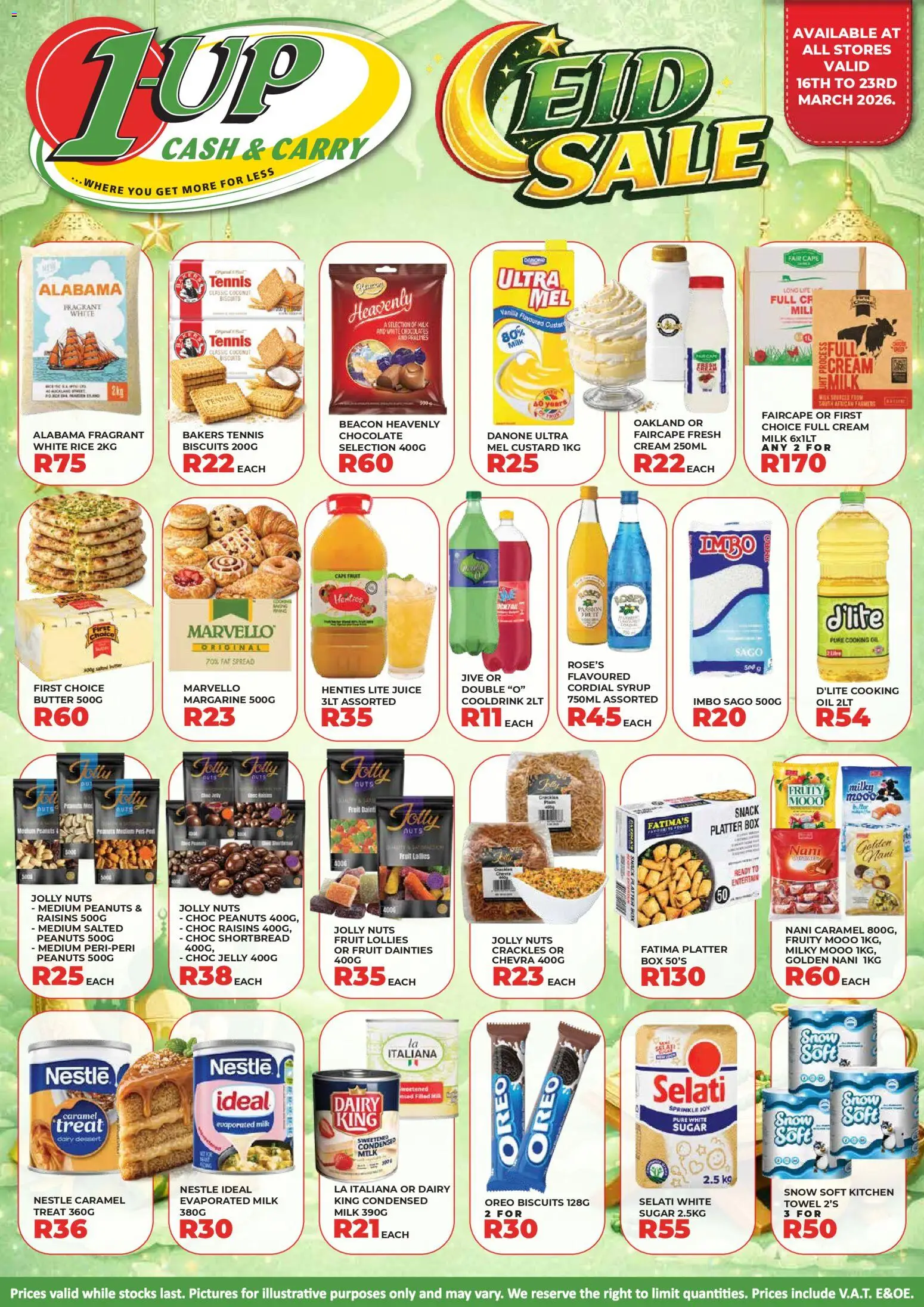 New 1UP Cash & Carry catalogue – valid from 16.03.2026 | Page: 1 | Products: Condensed milk, Chocolate, Margarine, Sugar
