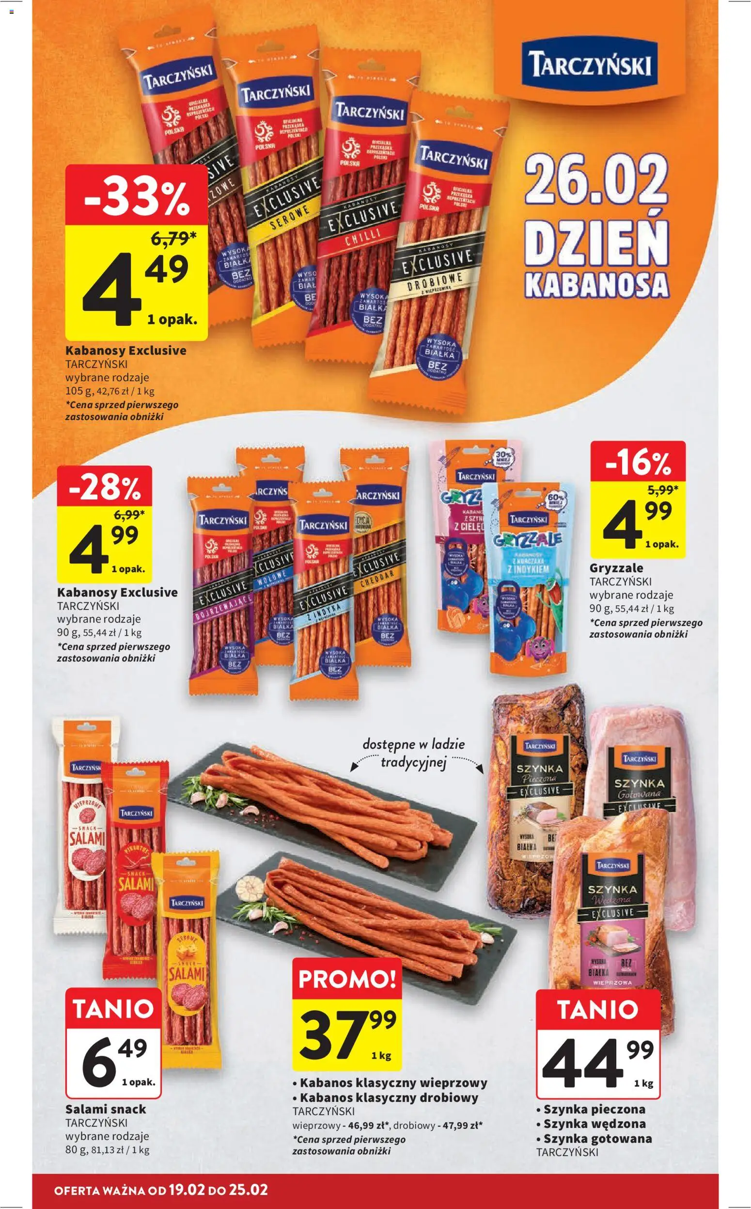 Intermarche Gazetka od 19.02.2026 | Strona: 16 | Produkty: Kabanosy, Szynka, Szynka gotowana, Cheddar