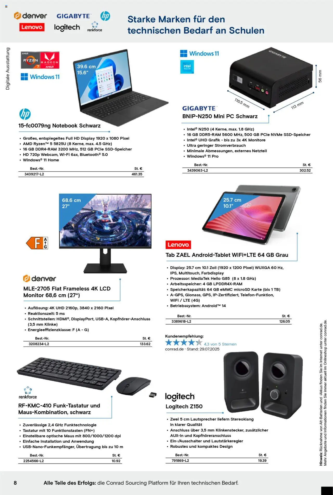 Conrad Education Katalog – gültig ab 01.01.2025 | Seite: 8 | Produkte: Lenovo, Notebook, PC, Tastatur