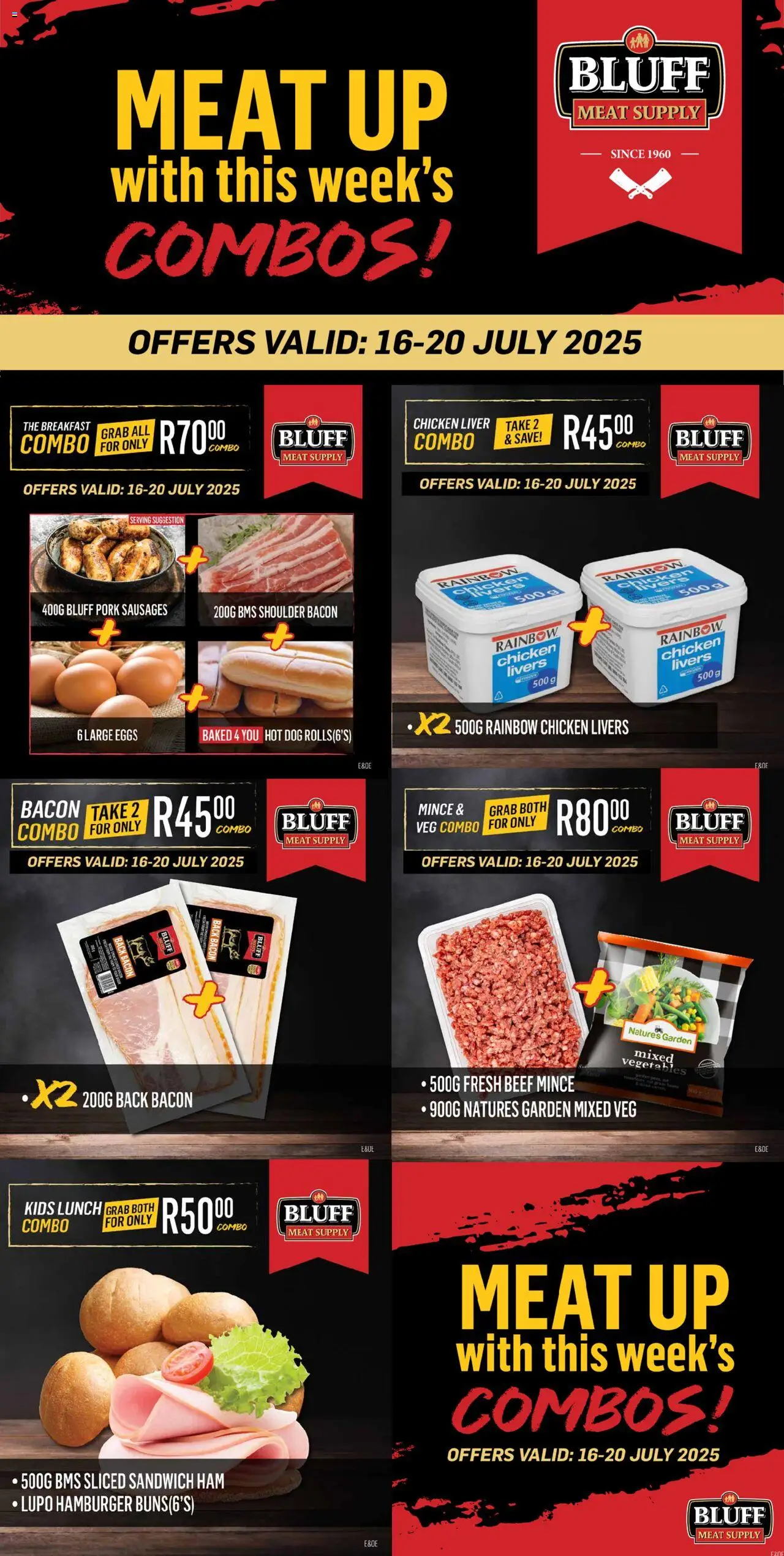 Bluff Meat Supply - MEAT UP with this week's COMBOS! │ valid from 16.07.2025 | Page: 1 | Products: Drone, Eggs, Beef, Carrots