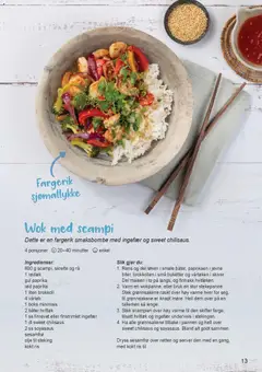 Forhåndsvisning av Wok med scampi, Fargerik smaksbombe med ingefær og sweet chilisaus. gyldig fra 02.01.2026 | Side: 13