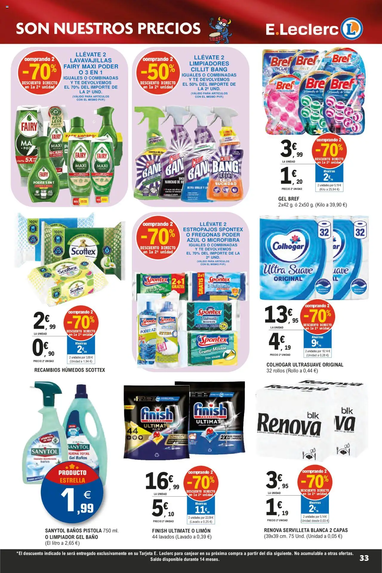 E.Leclerc - Descubre la Calidad y Frescura  │ válido desde el 18.06.2025 | Página: 33 | Productos: Té, Lavavajillas, Baño