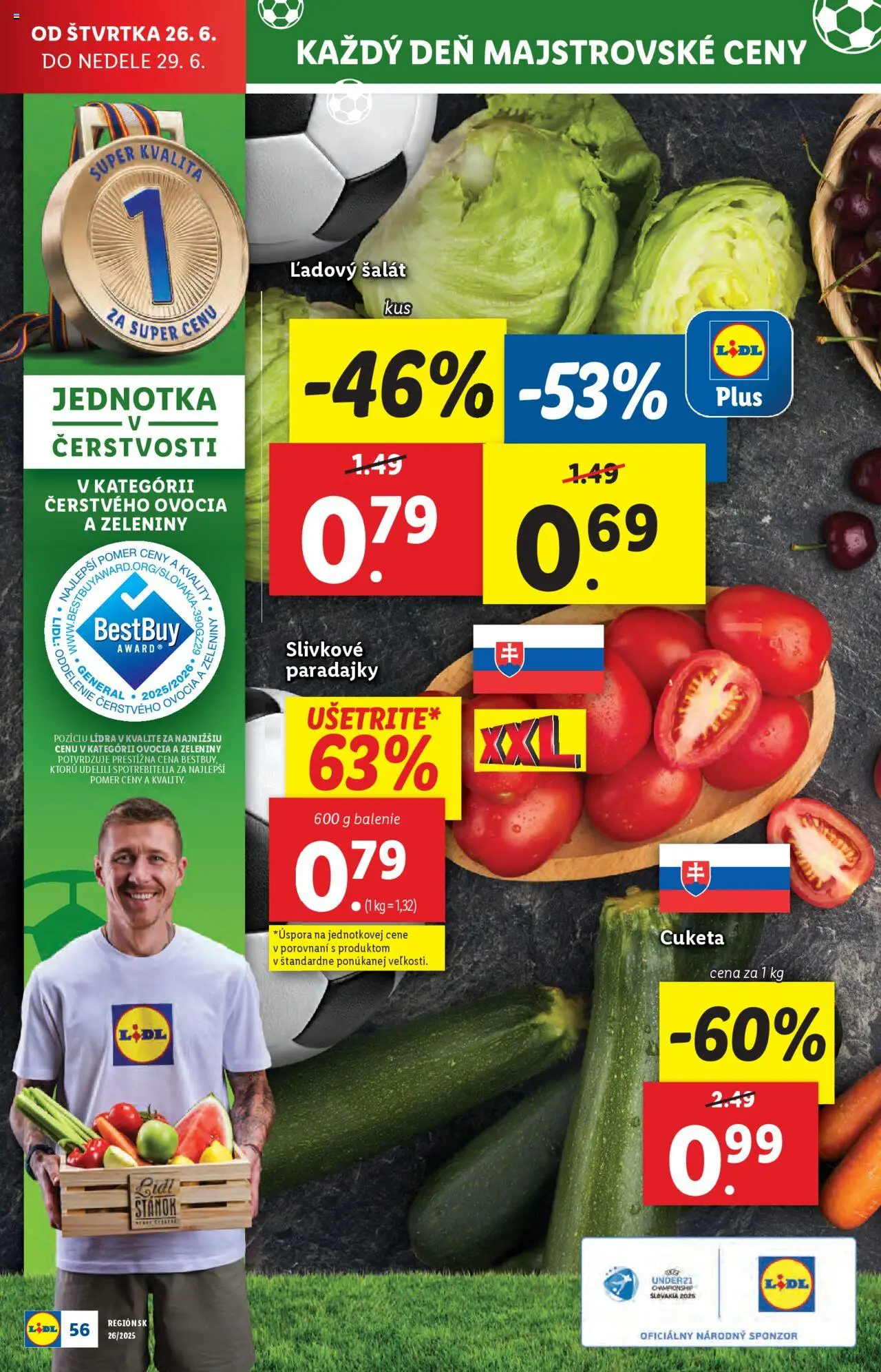 Lidl leták │ platný od 23.06.2025 | Strana: 72 | Produkty: Paradajky, Šalát, Cuketa, Ovocie