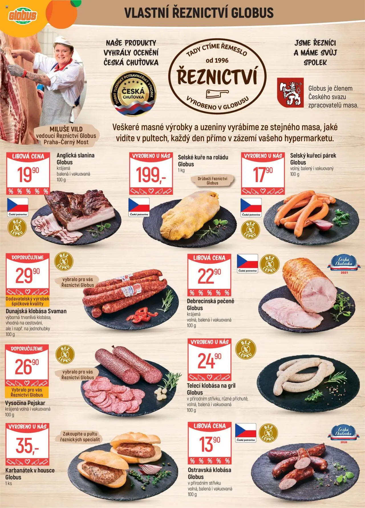 Globus leták - Praha Černý Most od 13.08.2025 | Strana: 5 | Produkty: Klobása, Anglická slanina, Vysočina, Slanina