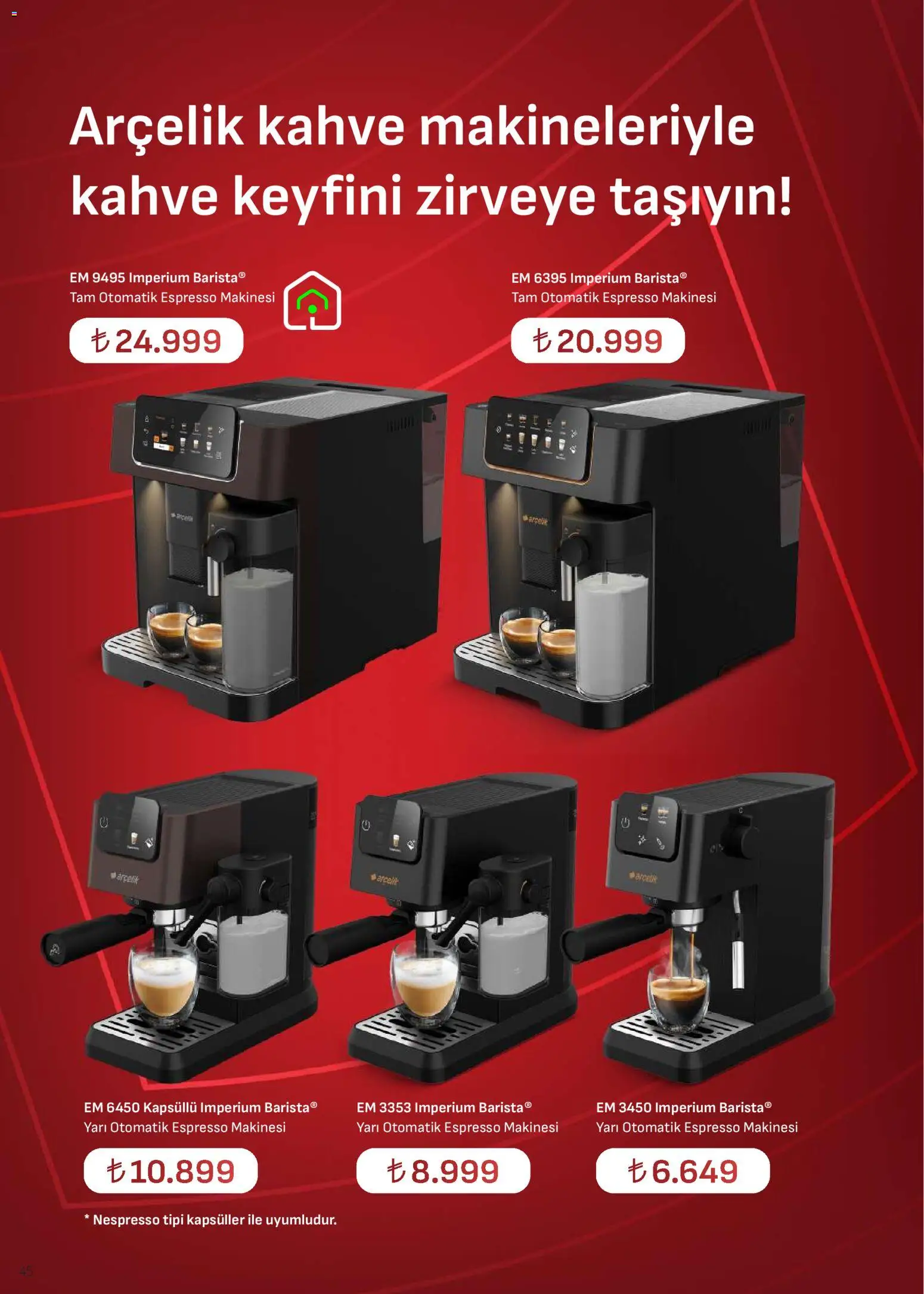 Arçelik Katalog - 16.04.2026 tarihinden itibaren geçerlidir | Sayfa: 45 | Ürünler: Espresso makinesi, Kahve